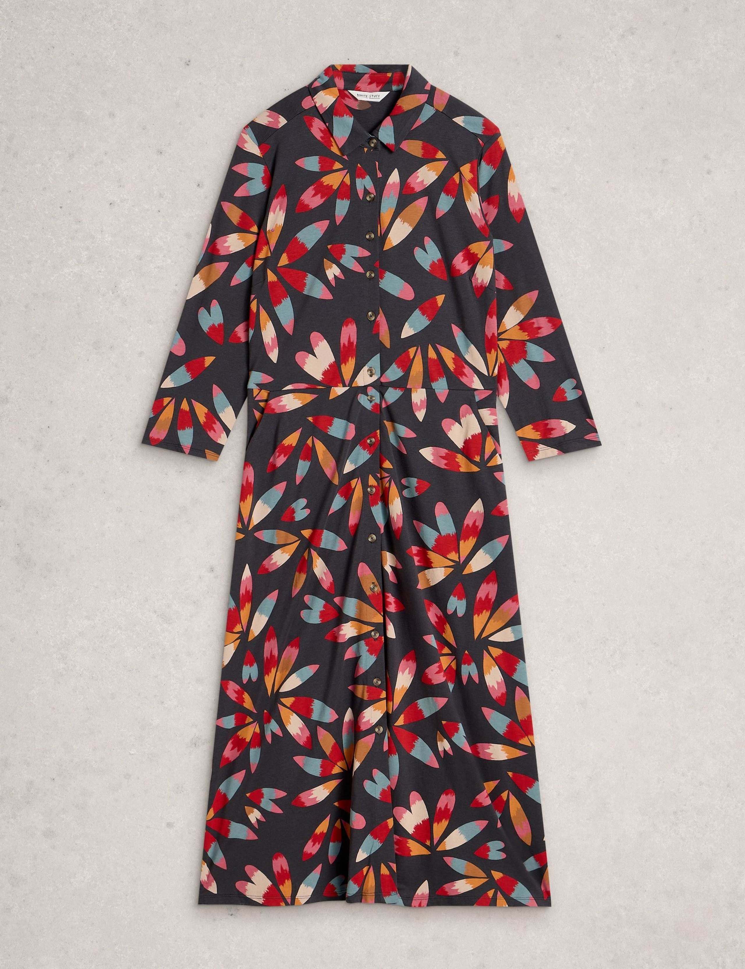 Jersey Printed Midi Shirt Dress 2 of 6