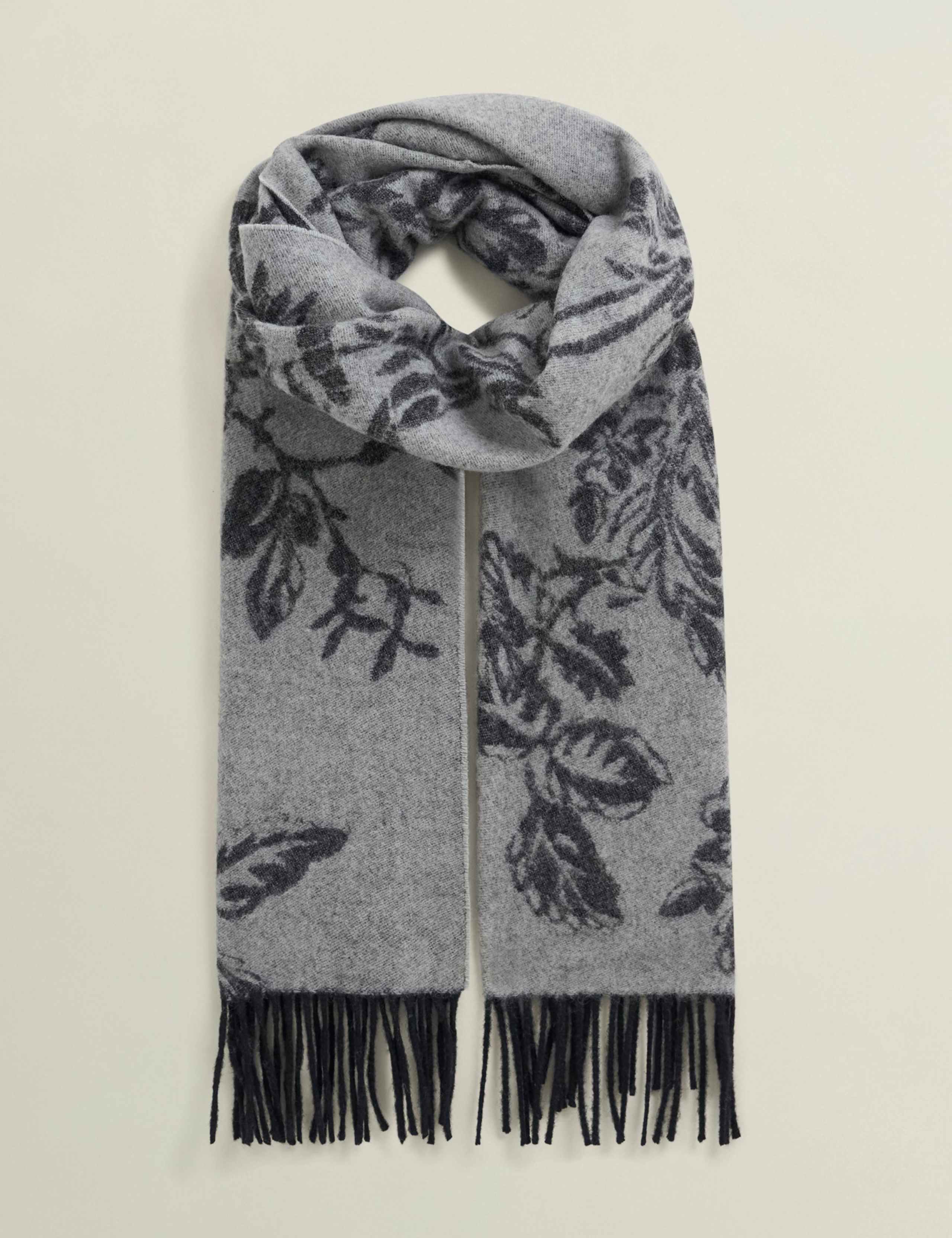Pure Wool Floral Fringed Scarf 2 of 5