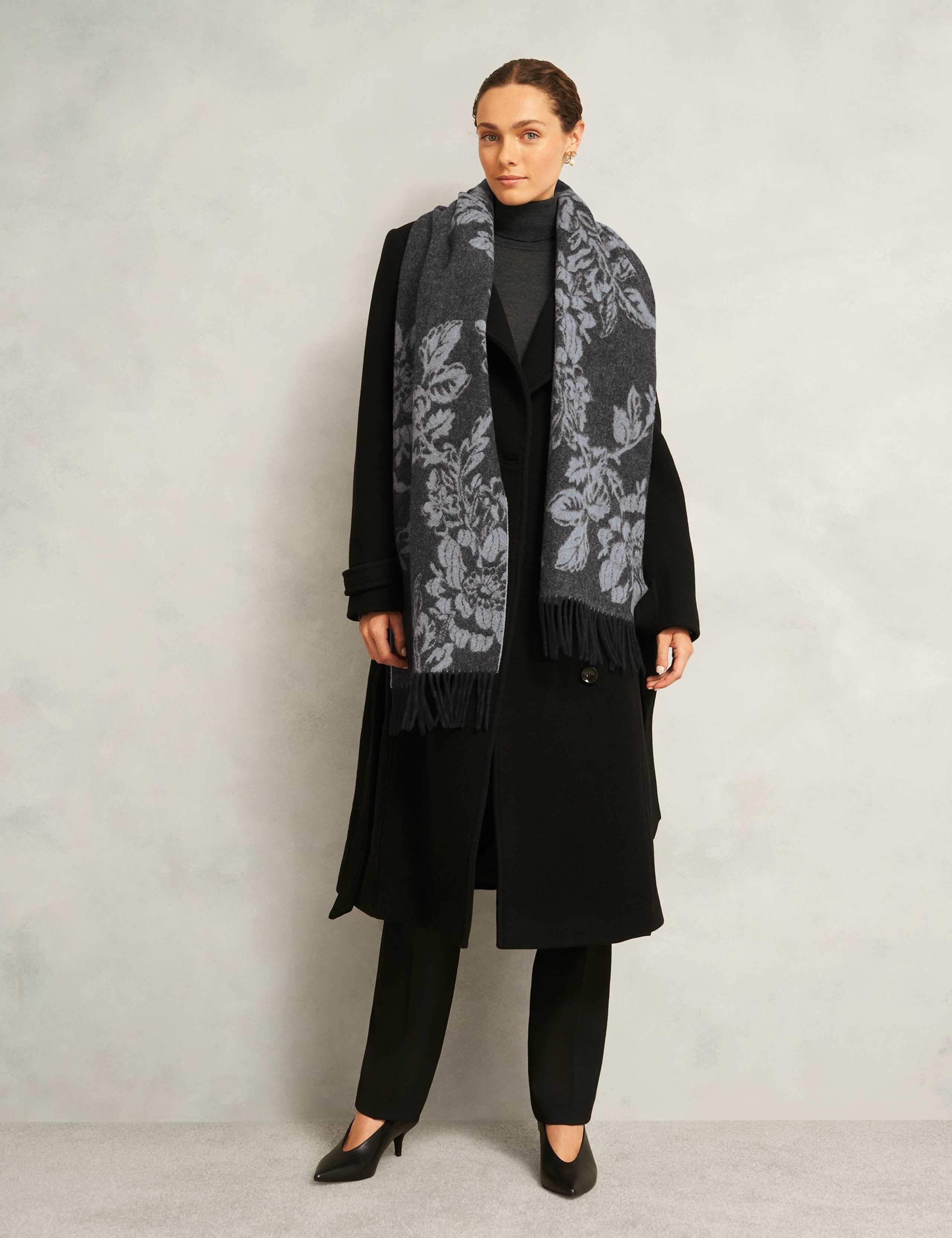 Pure Wool Floral Fringed Scarf 3 of 5