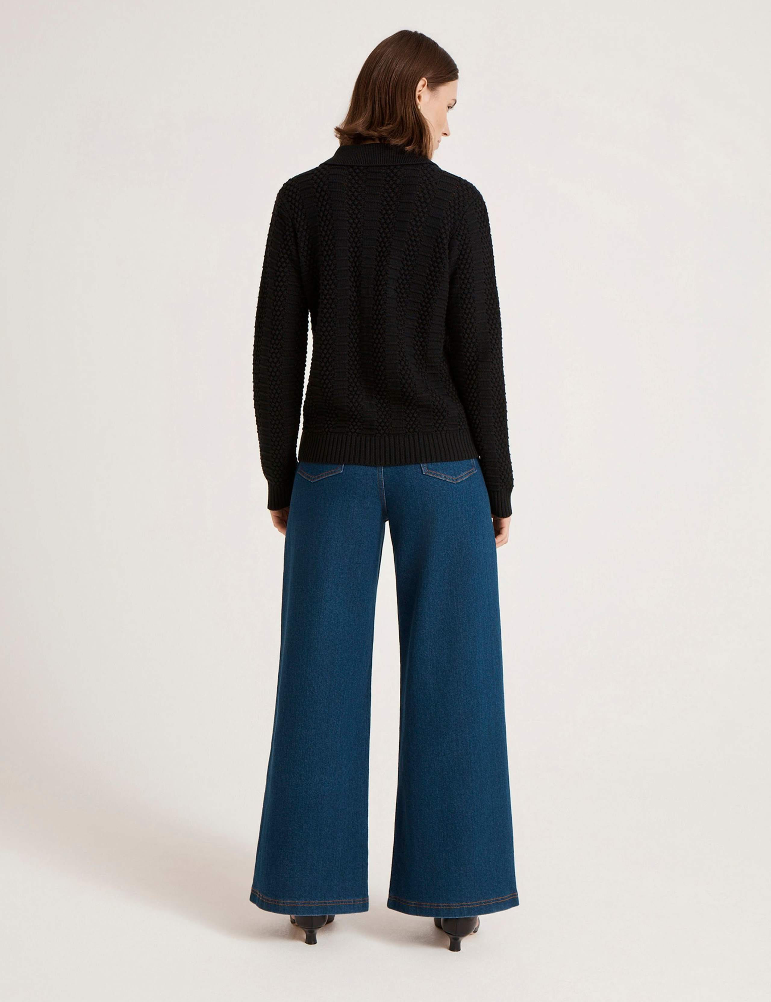 Pure Cotton Textured Collared Cardigan 5 of 5