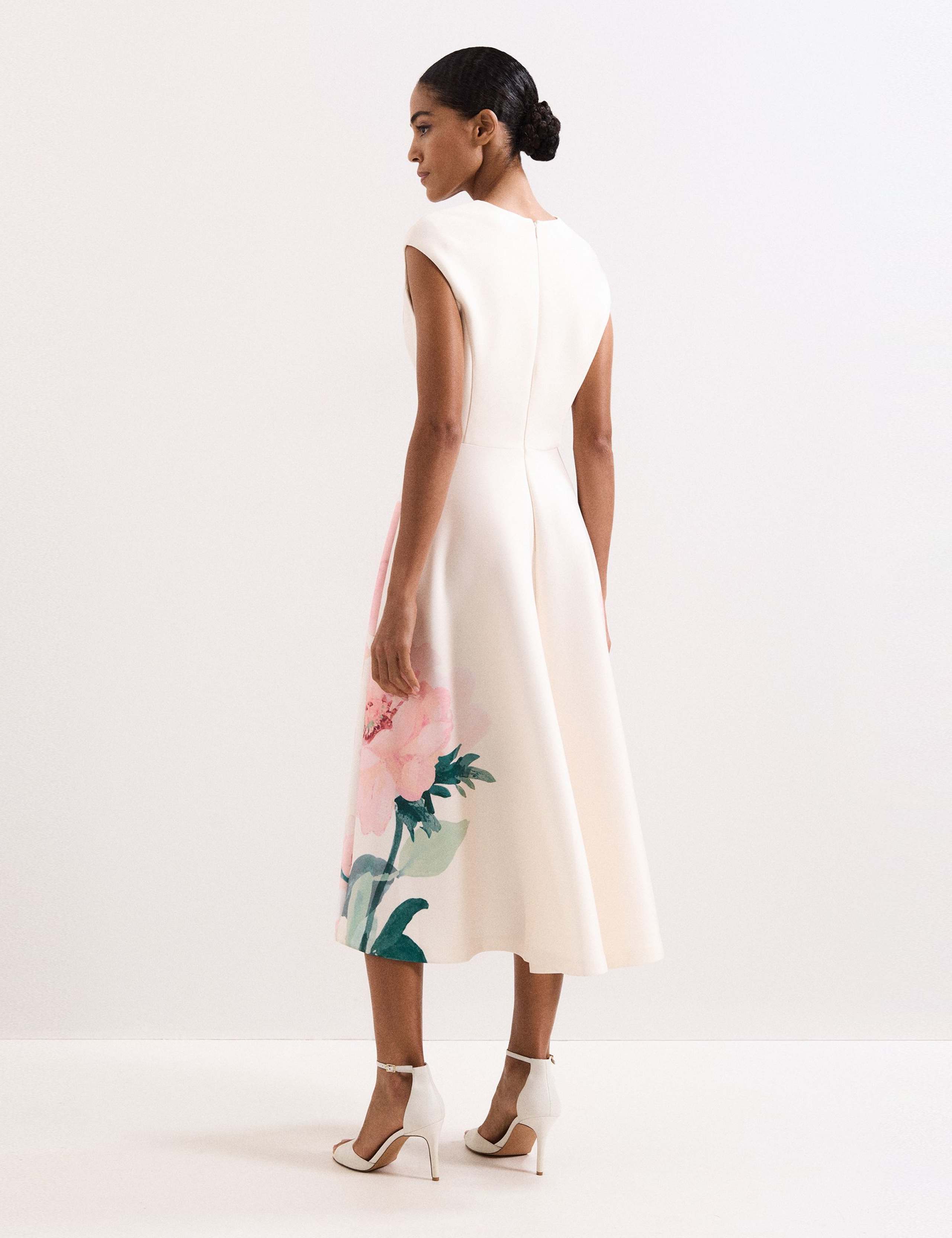 Floral V-Neck Scuba Midi Skater Dress 4 of 7