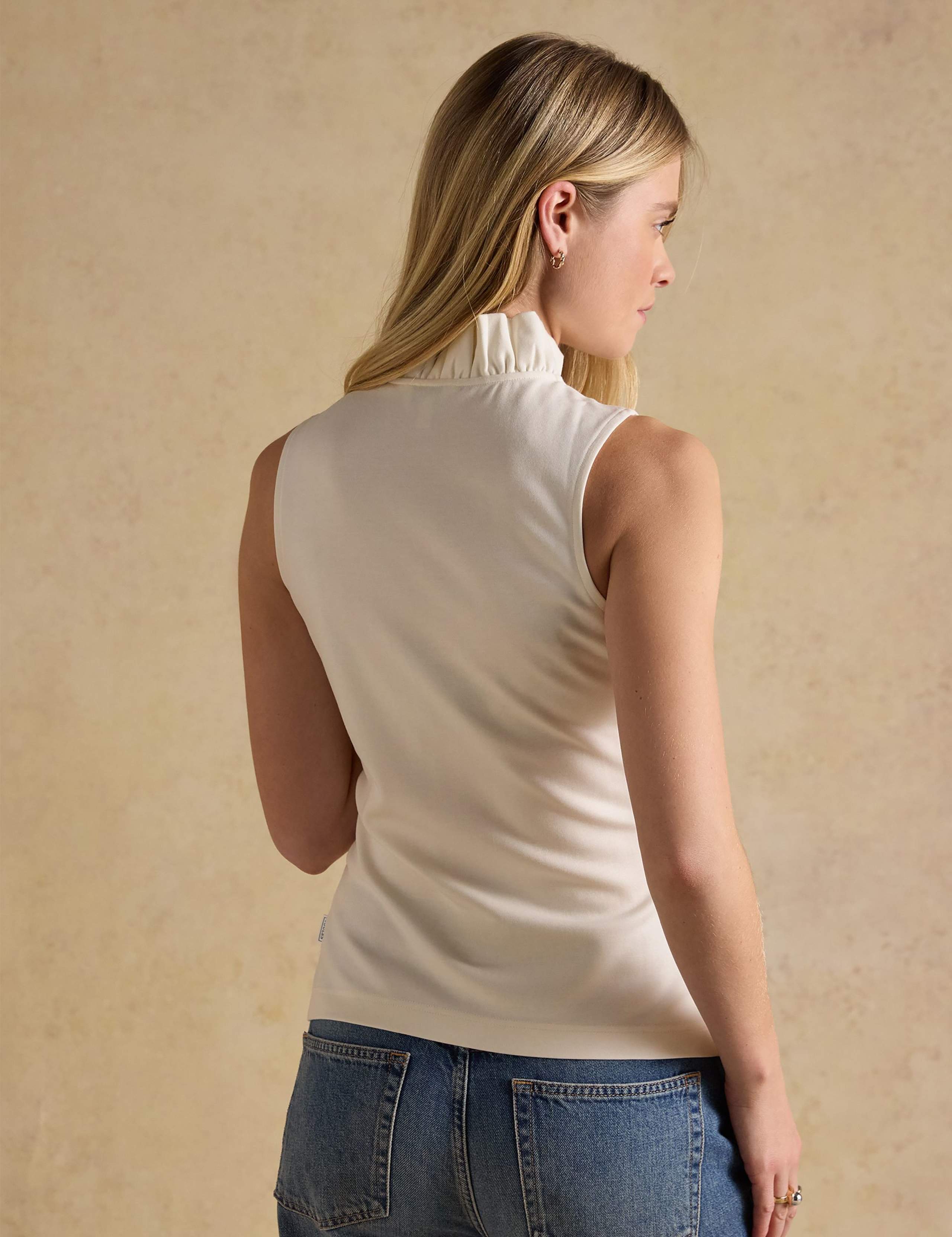 Jersey V-Neck Frill Detail Top 4 of 6