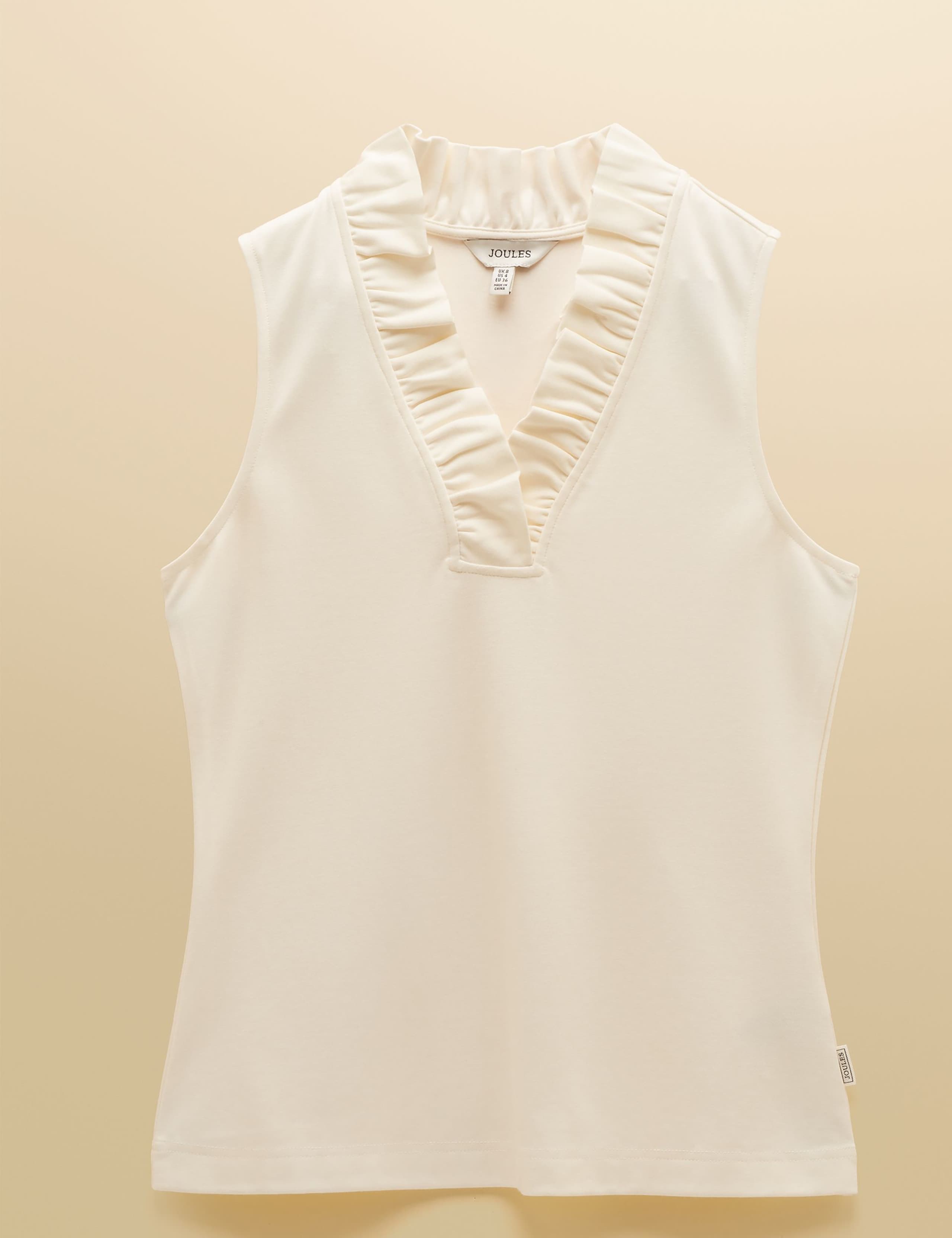 Jersey V-Neck Frill Detail Top 2 of 6