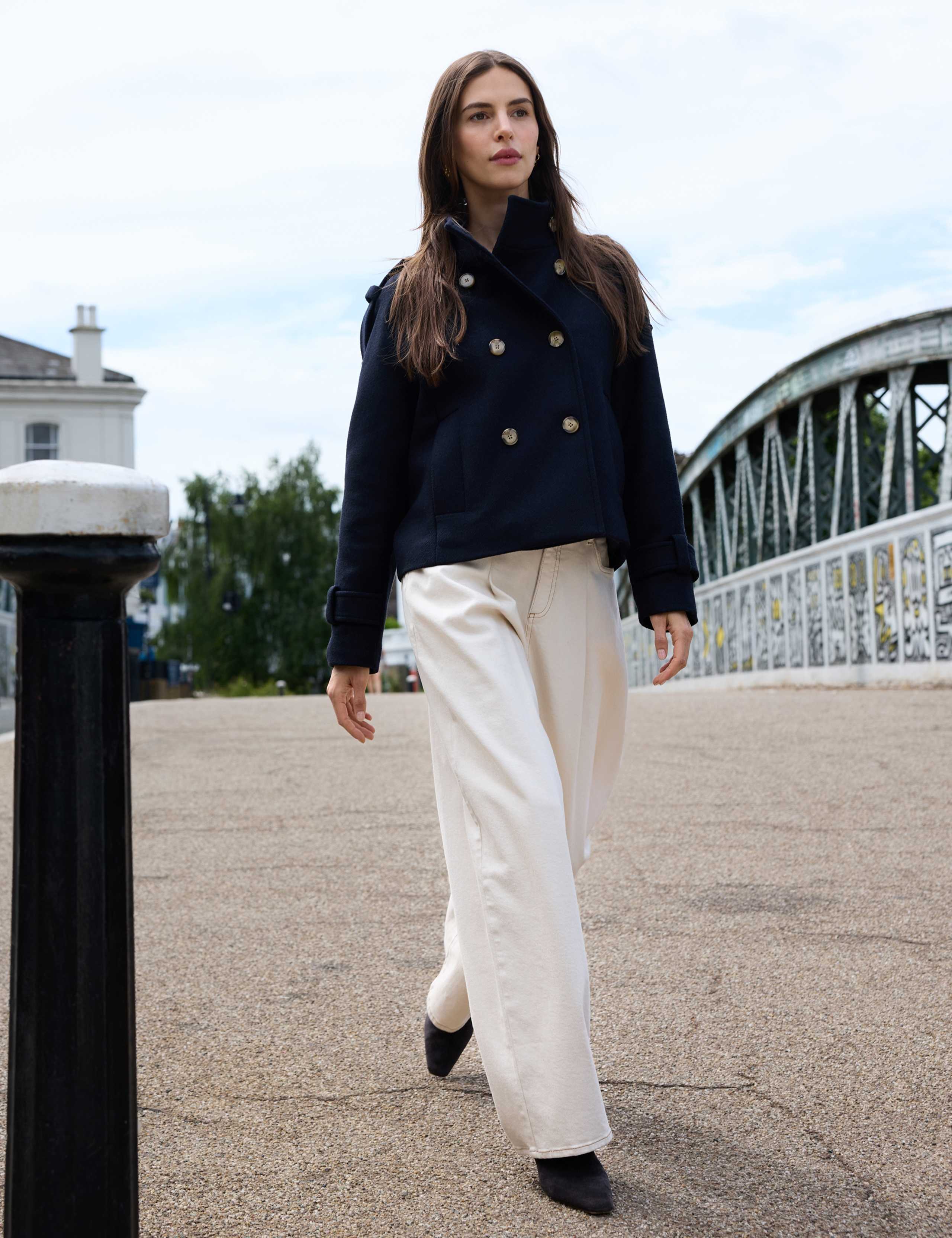 Wool Rich Double Breasted Short Trench Coat 2 of 5
