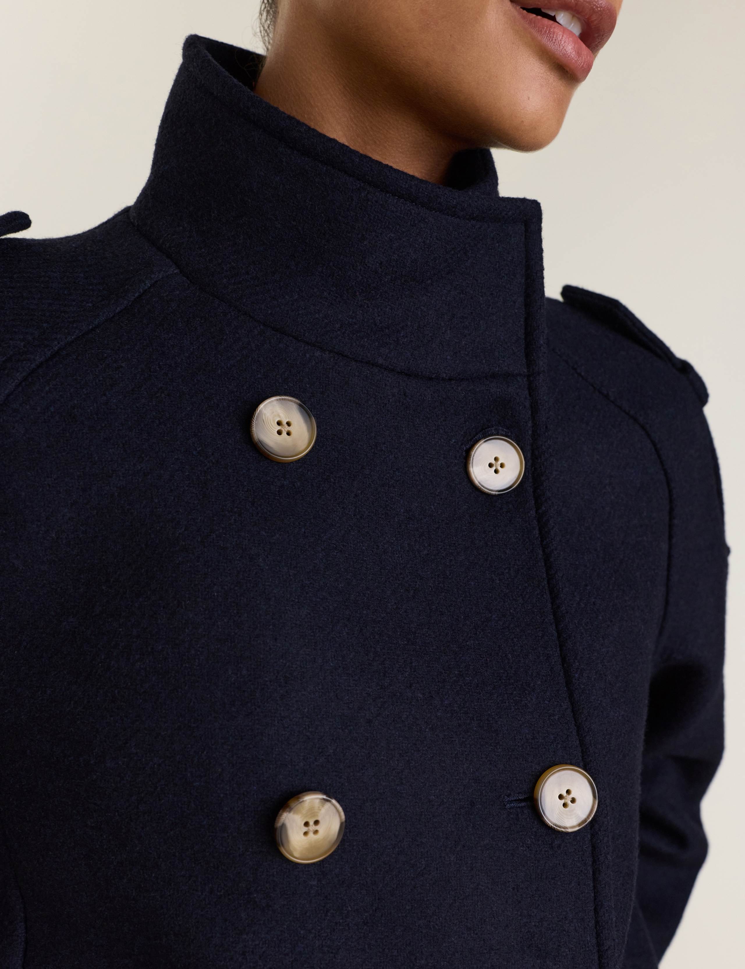 Wool Rich Double Breasted Short Trench Coat 4 of 5