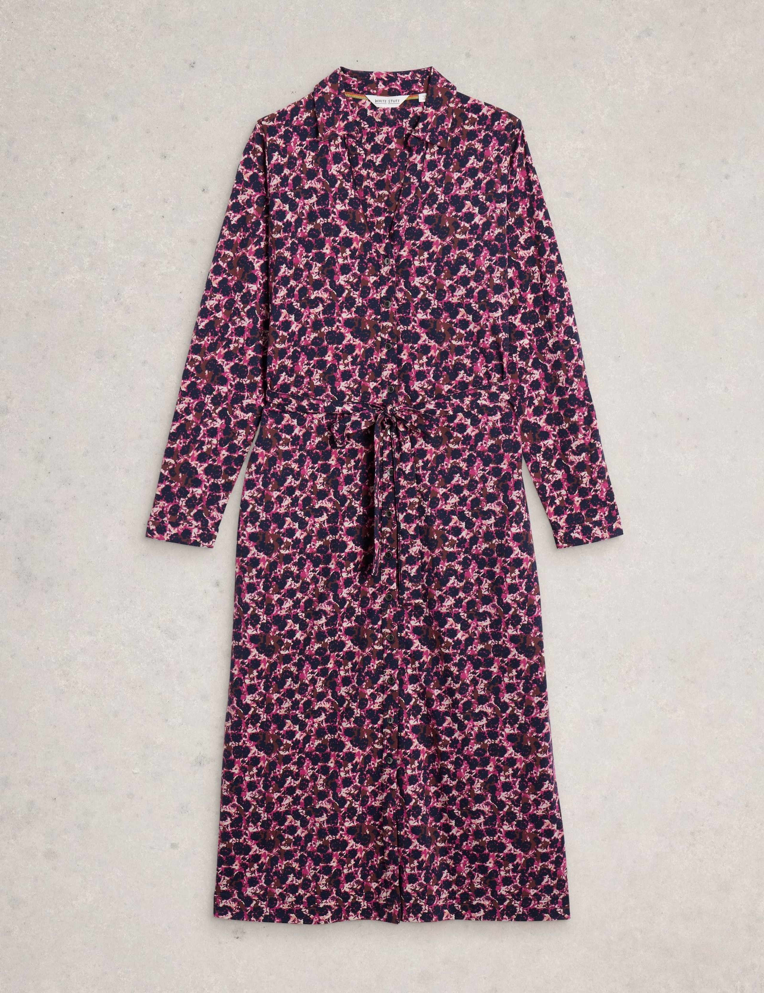 Jersey Printed Belted Midi Shirt Dress 2 of 6
