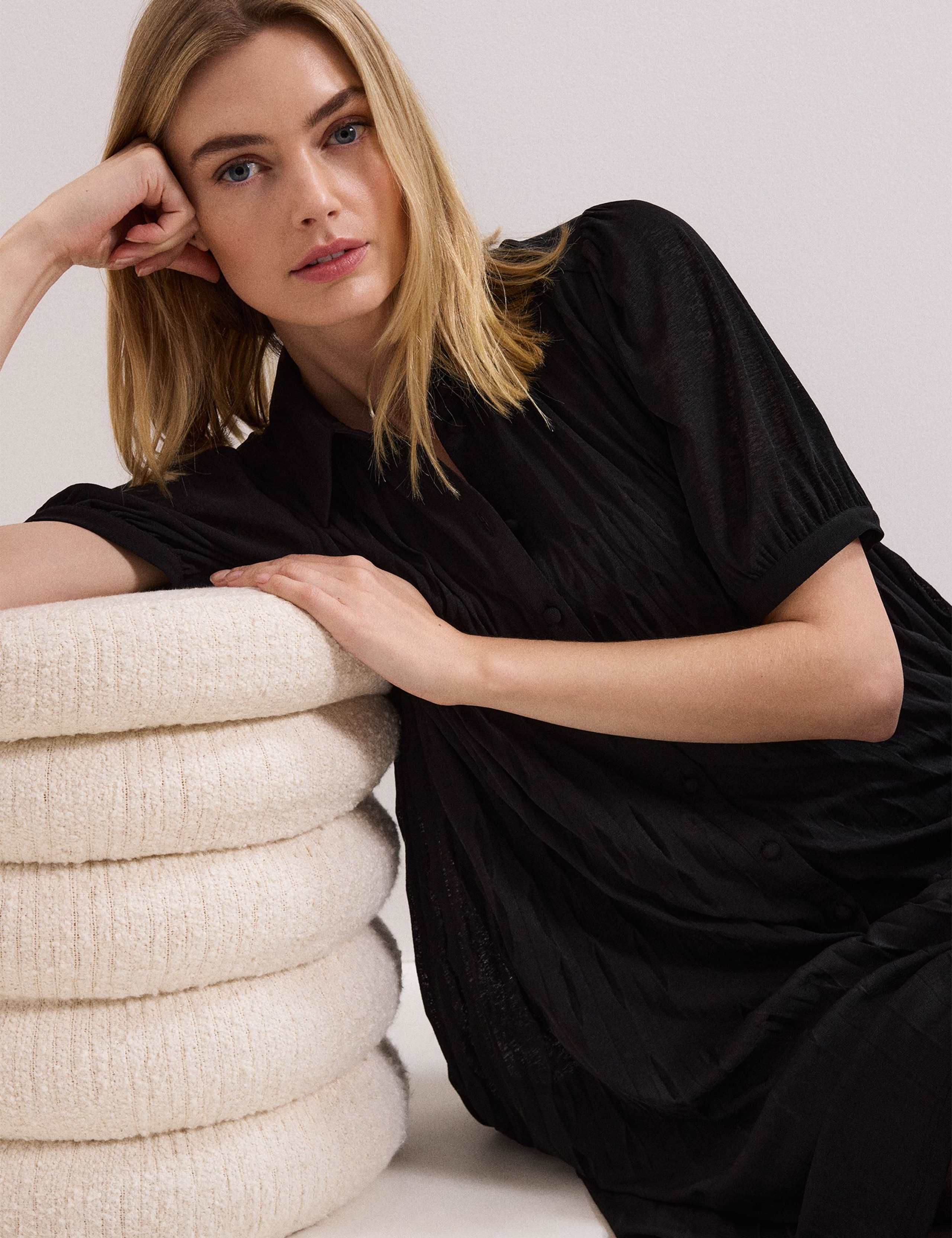 Textured Mini Shirt Dress 3 of 7