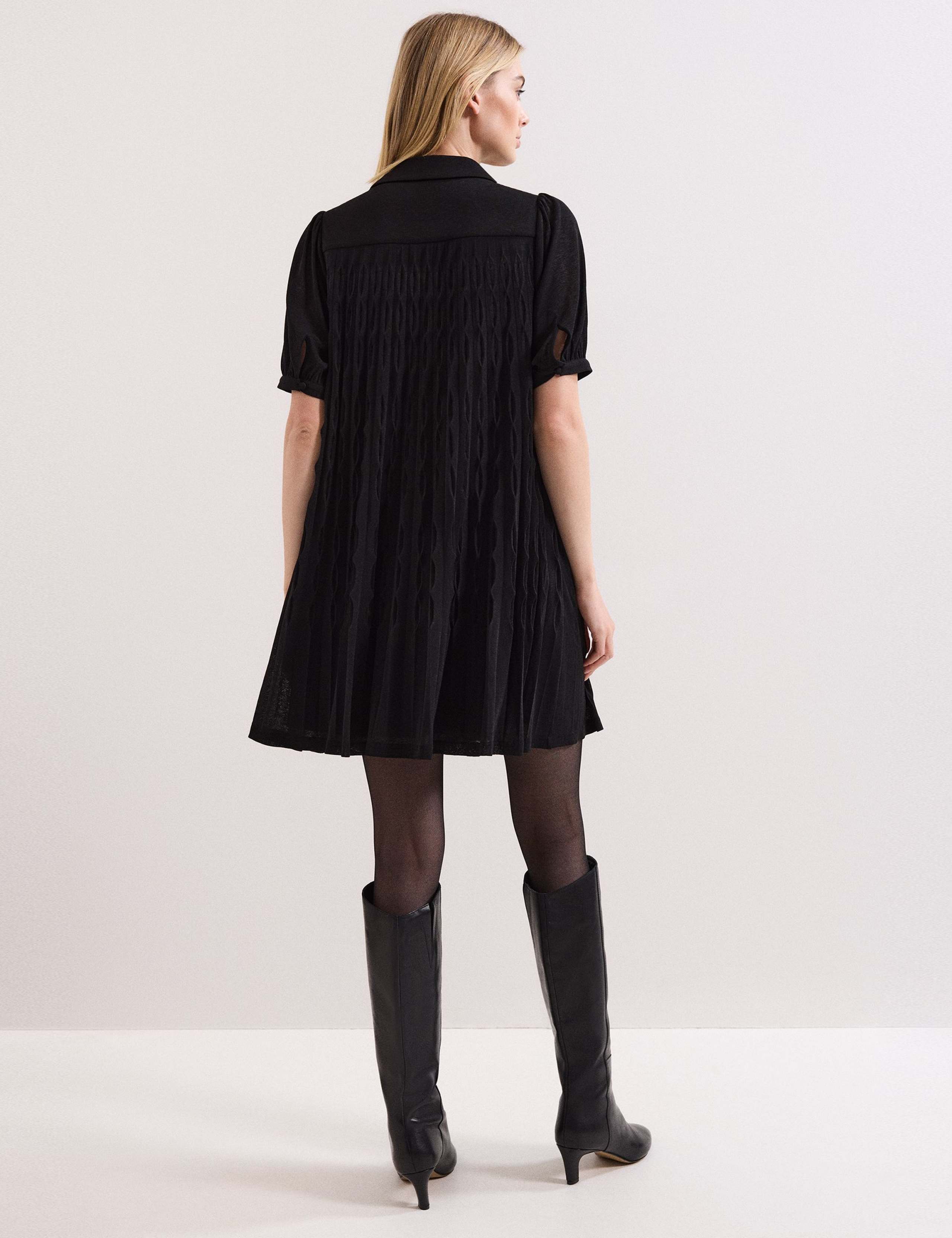 Textured Mini Shirt Dress 4 of 7