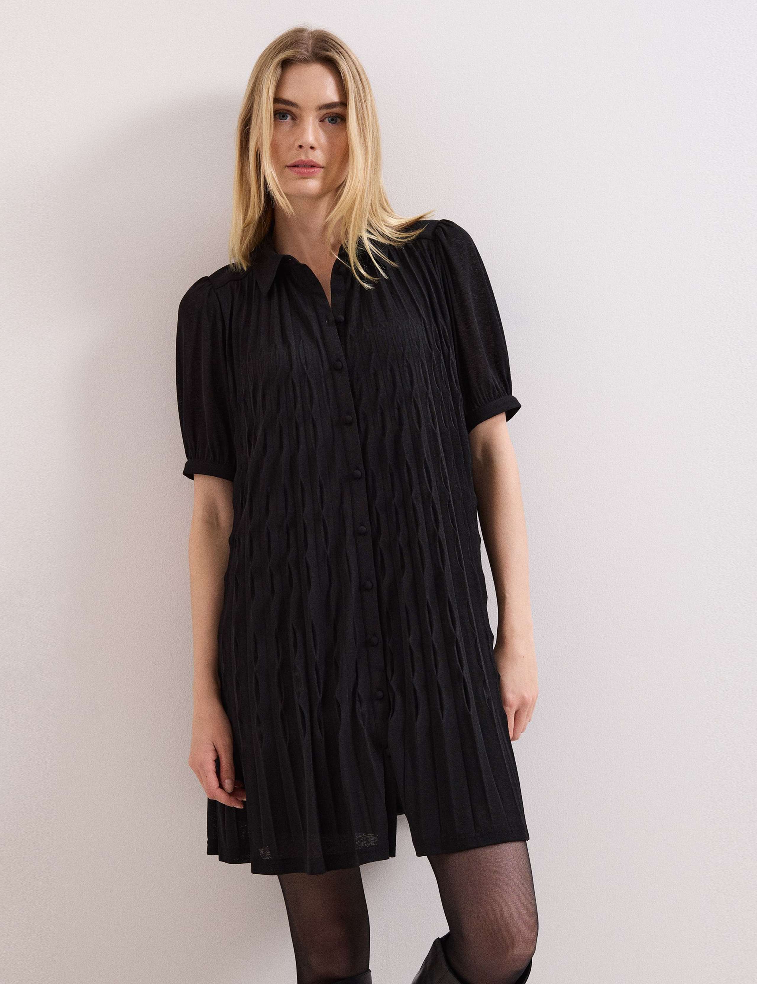 Textured Mini Shirt Dress 5 of 7