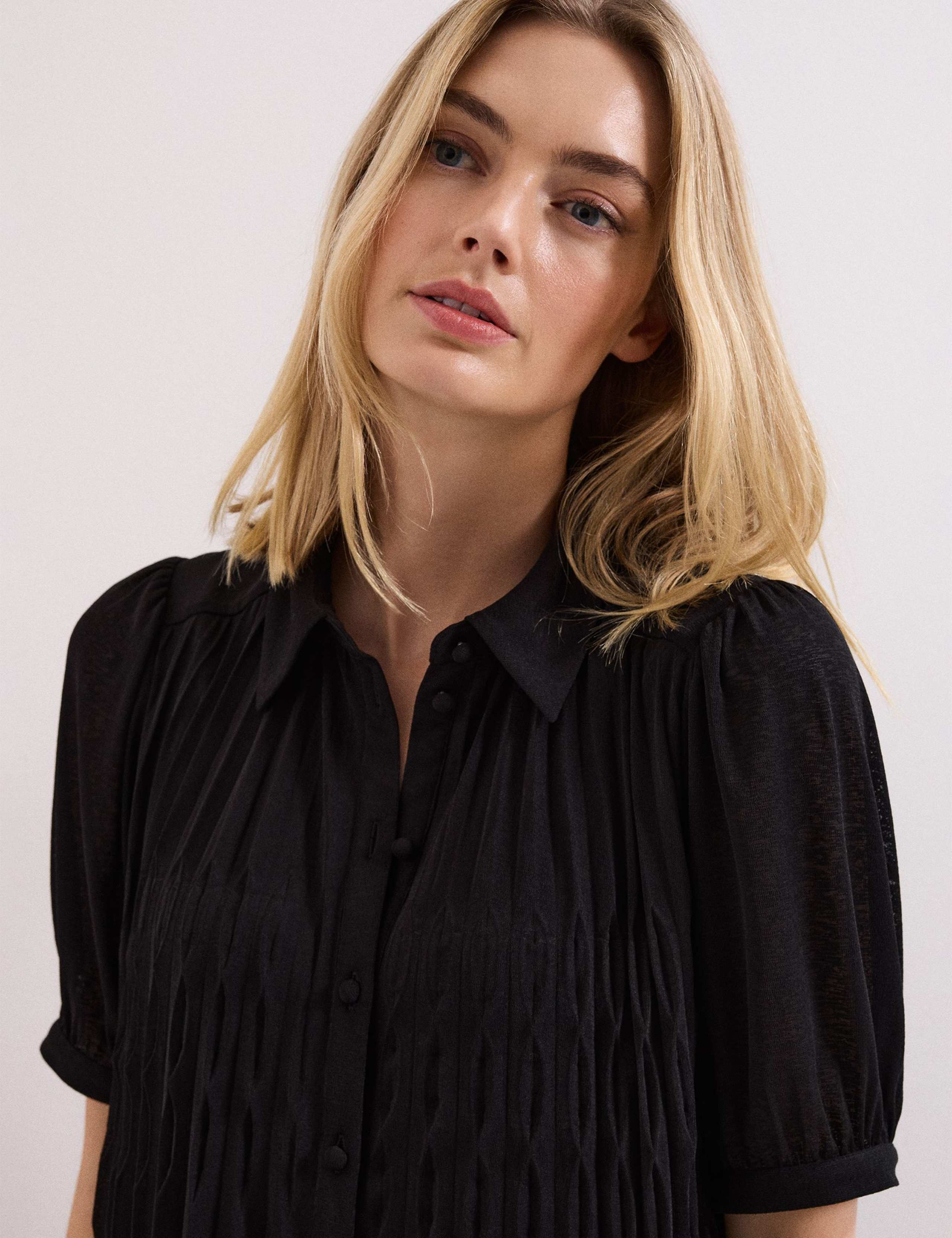 Textured Mini Shirt Dress 6 of 7