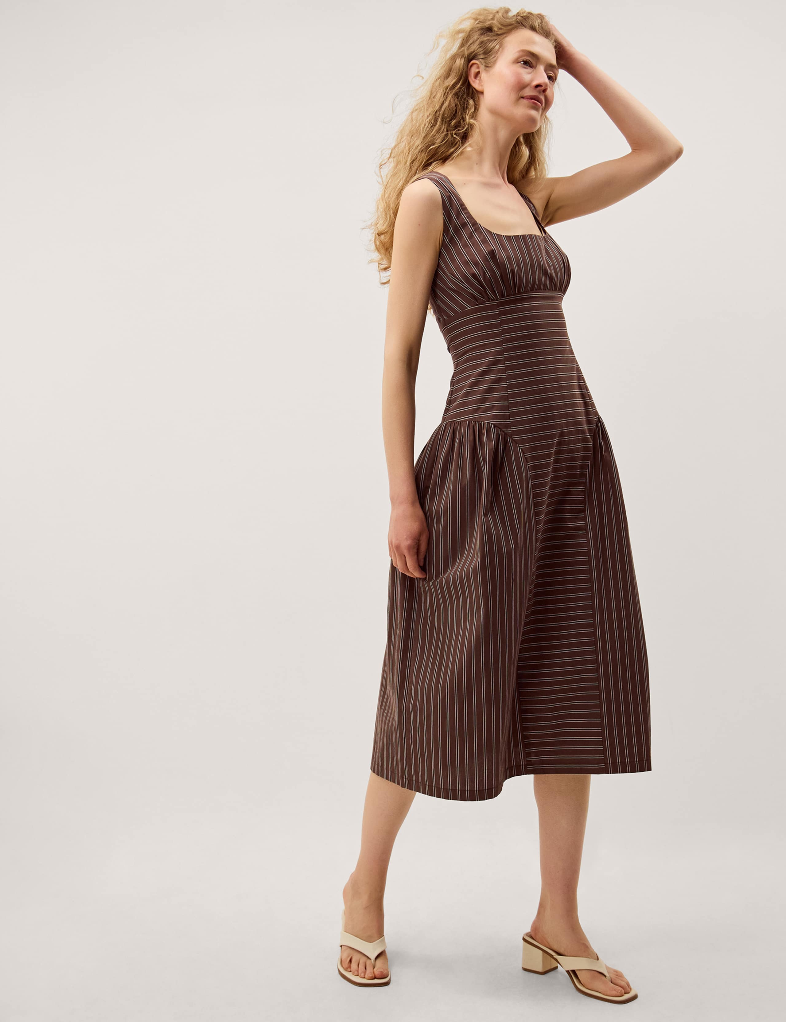 Pure Cotton Square Neck Midi Dress 4 of 5