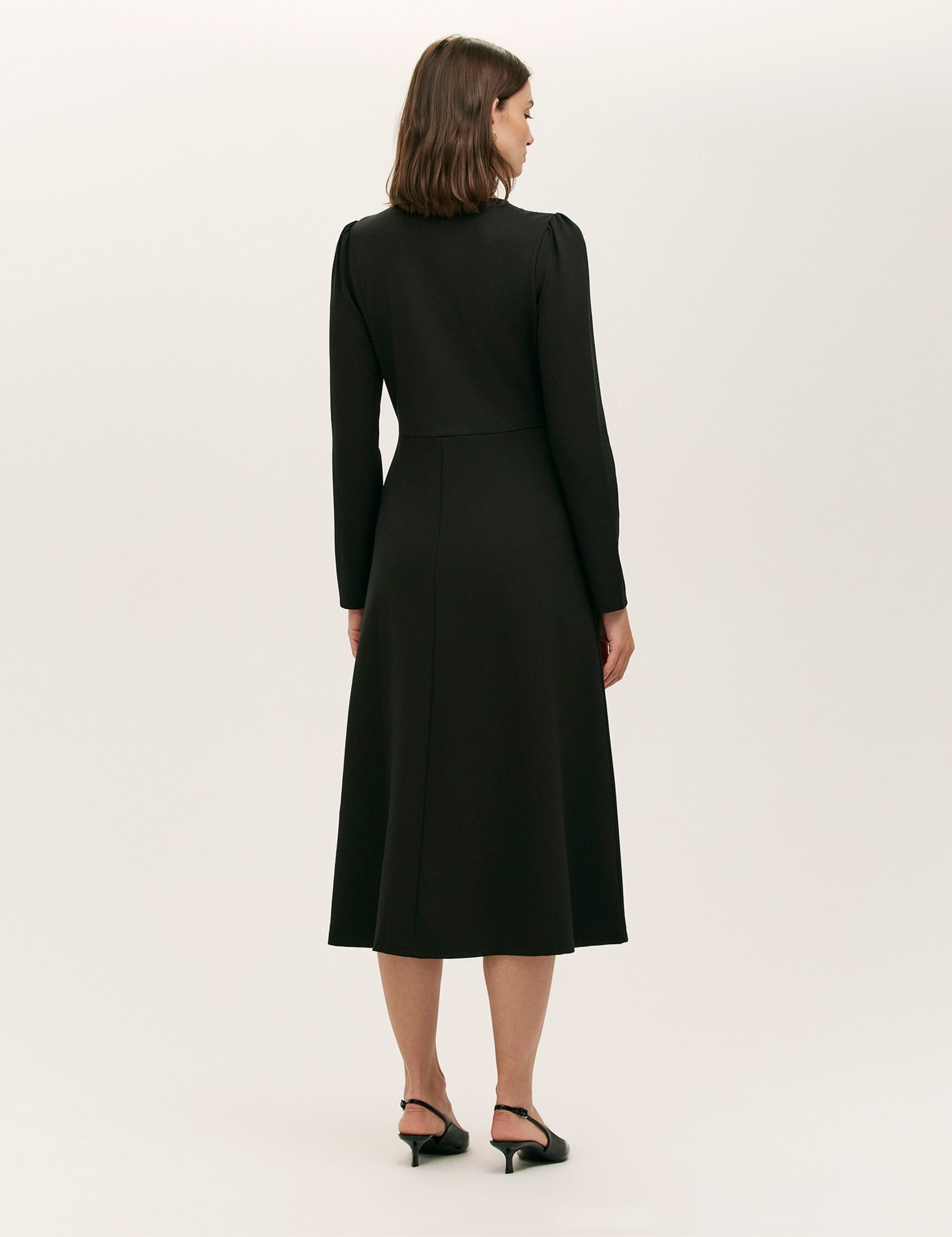 Ponte Jersey Button Through Midi Skater Dress 2 of 4