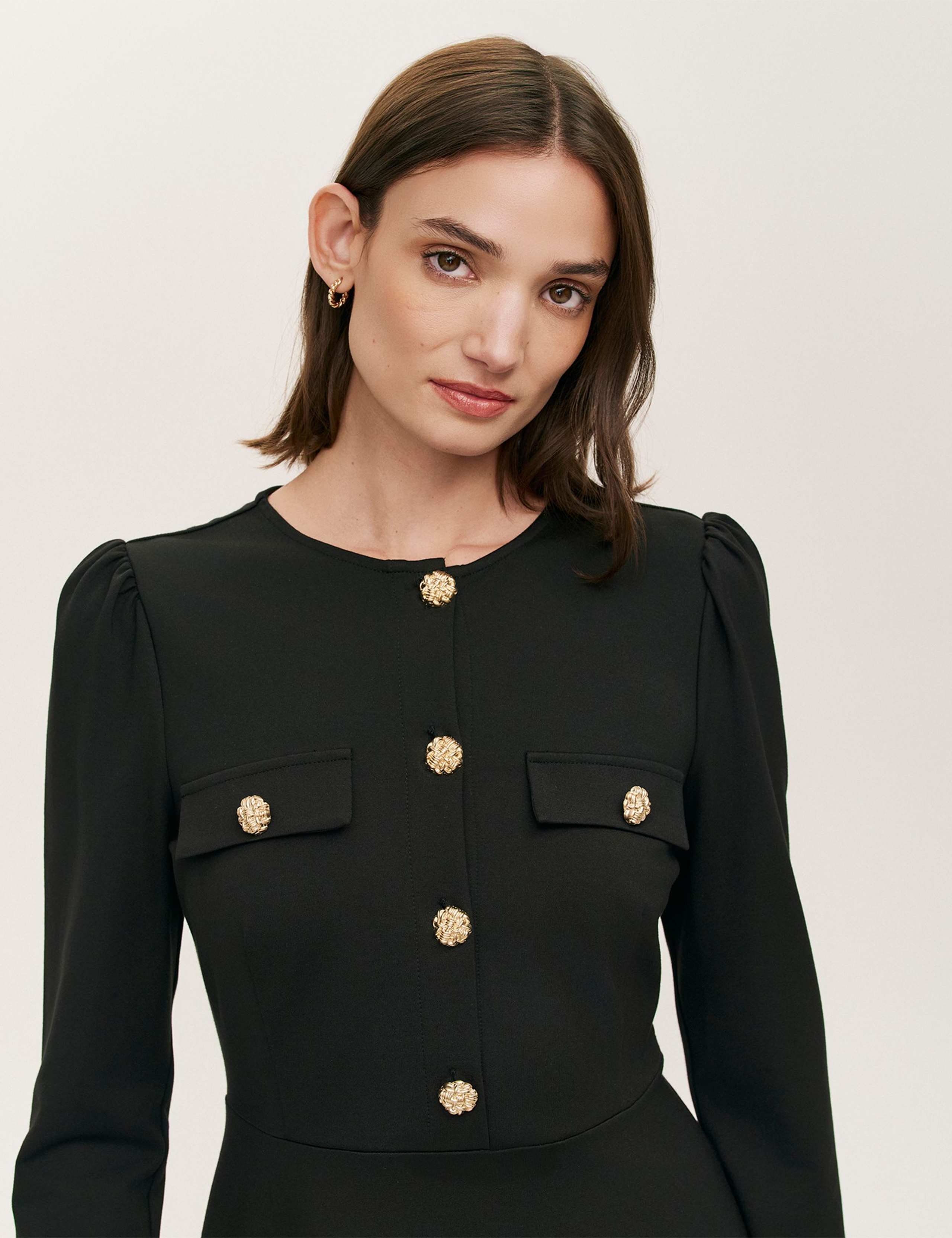 Ponte Jersey Button Through Midi Skater Dress 4 of 4