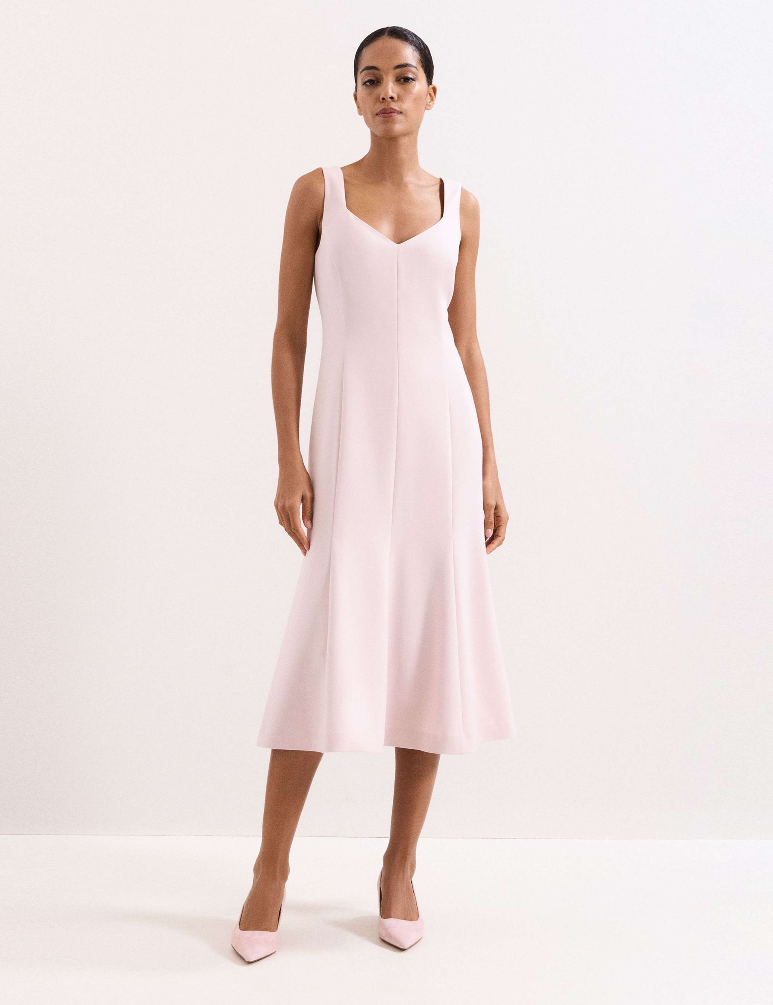 Lace V-Neck Button Detail Midi Tea Dress 4 of 8