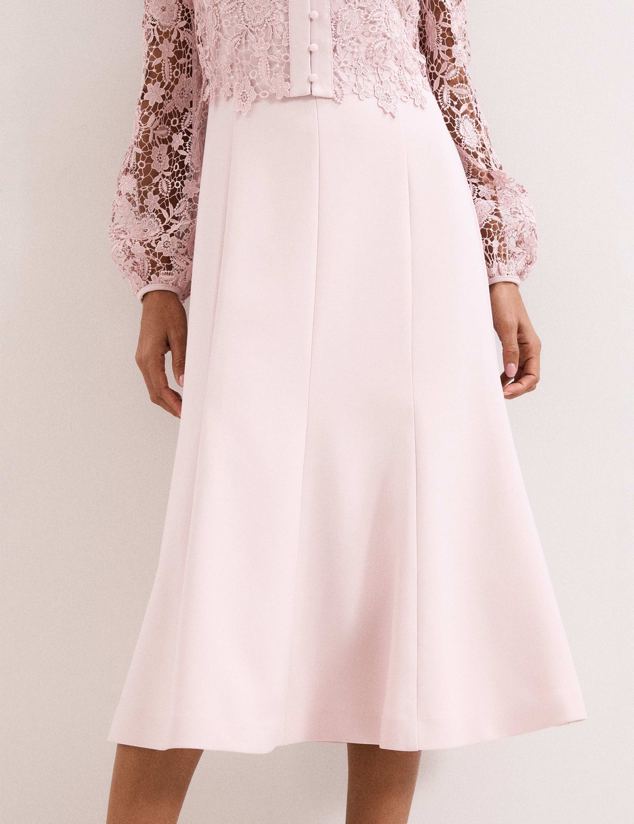 Lace V-Neck Button Detail Midi Tea Dress 8 of 8