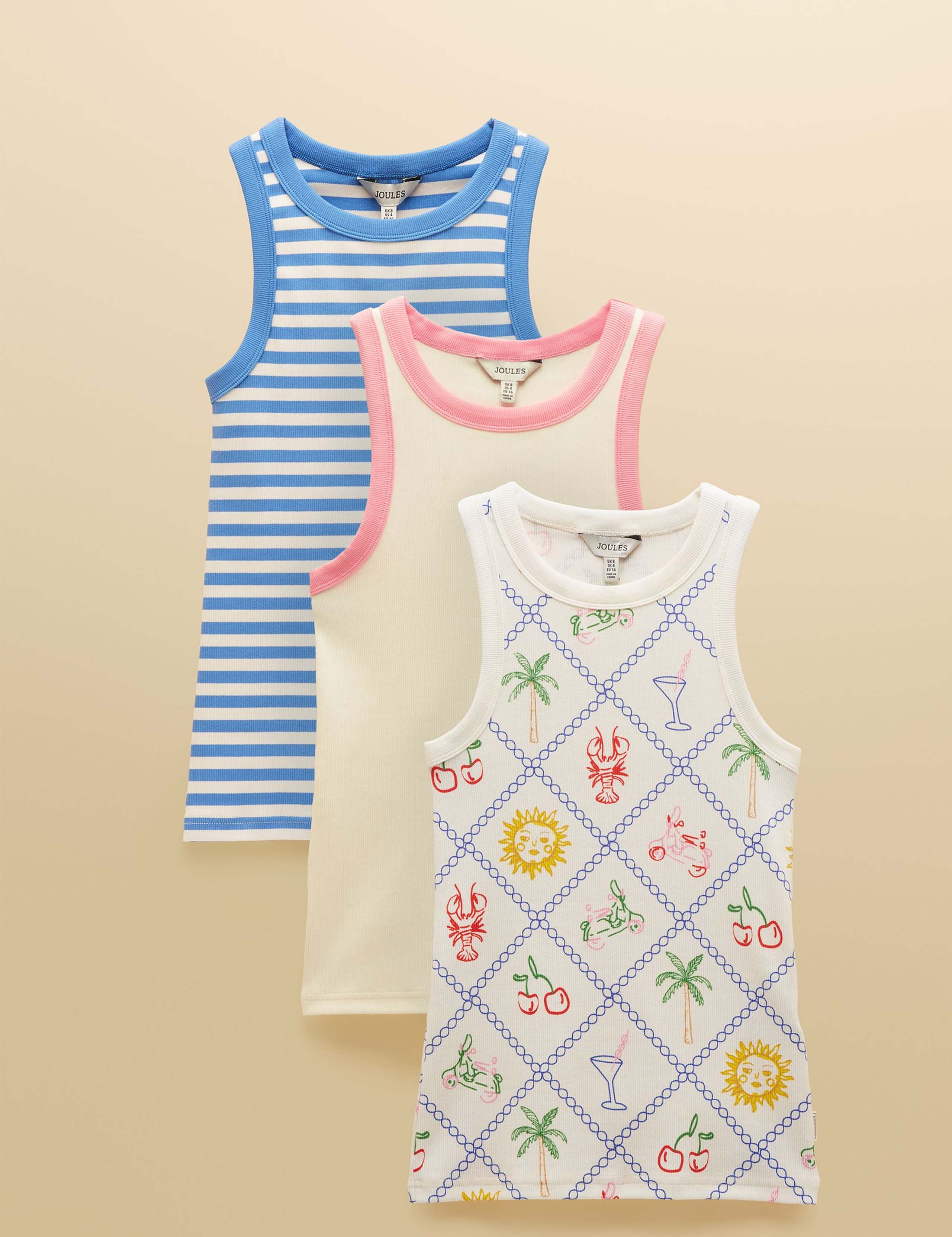 3 Pack Cotton Rich Jersey Ribbed Vest 2 of 10