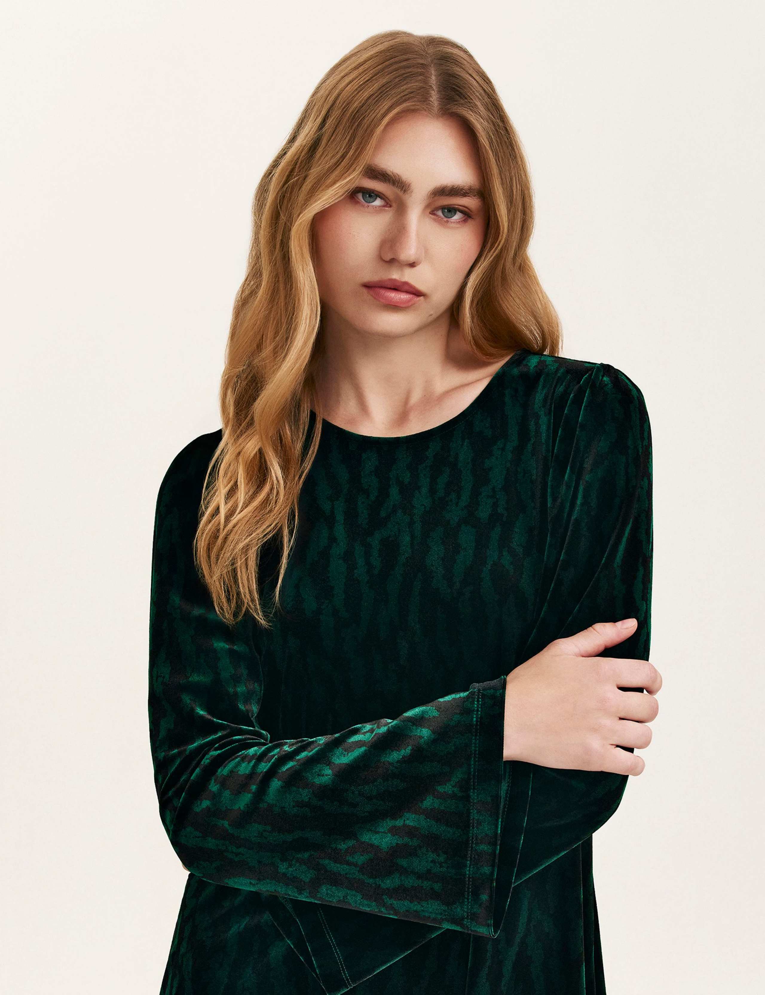 Velvet Animal Print Knee Length Shift Dress 2 of 4