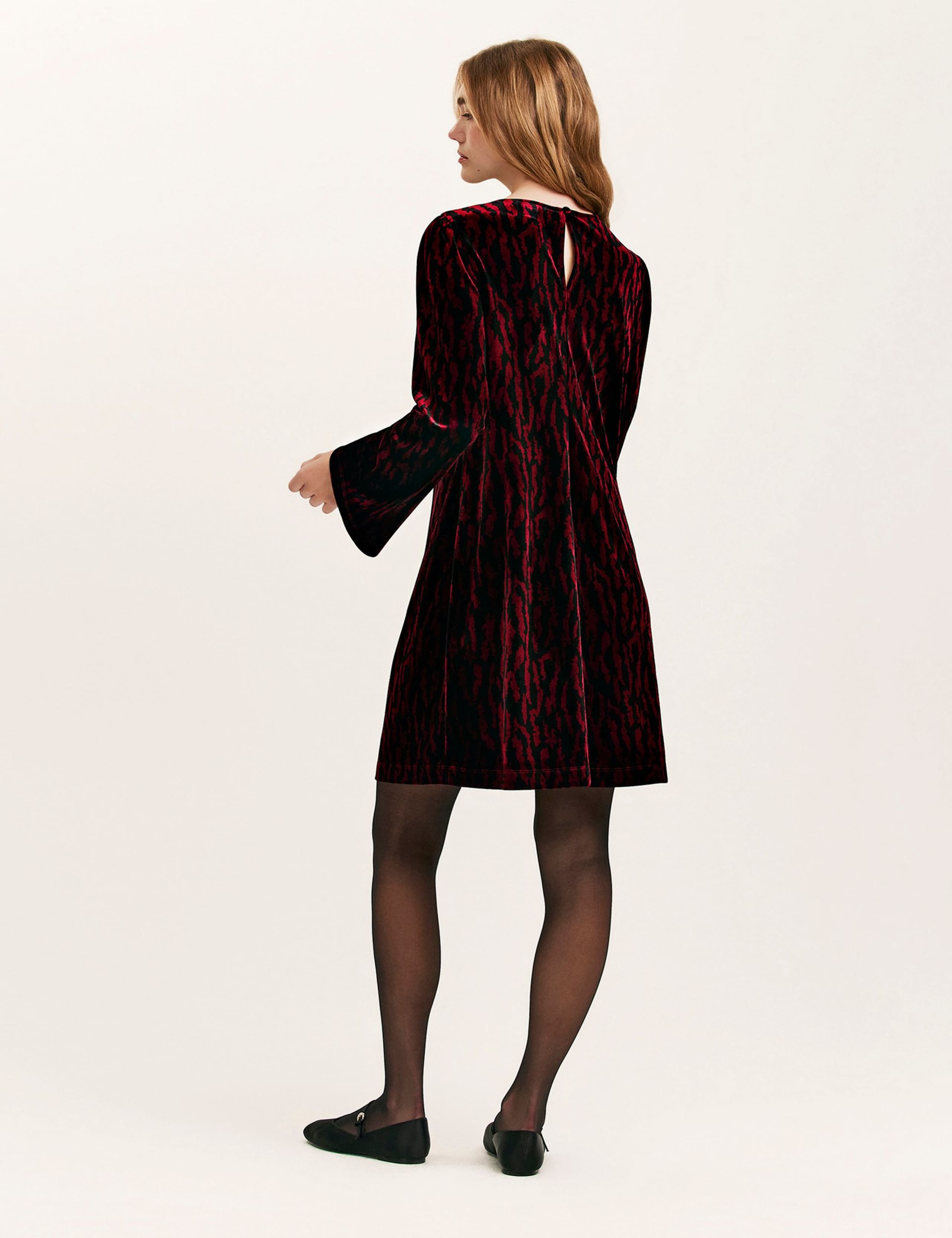 Velvet Animal Print Knee Length Shift Dress 3 of 5