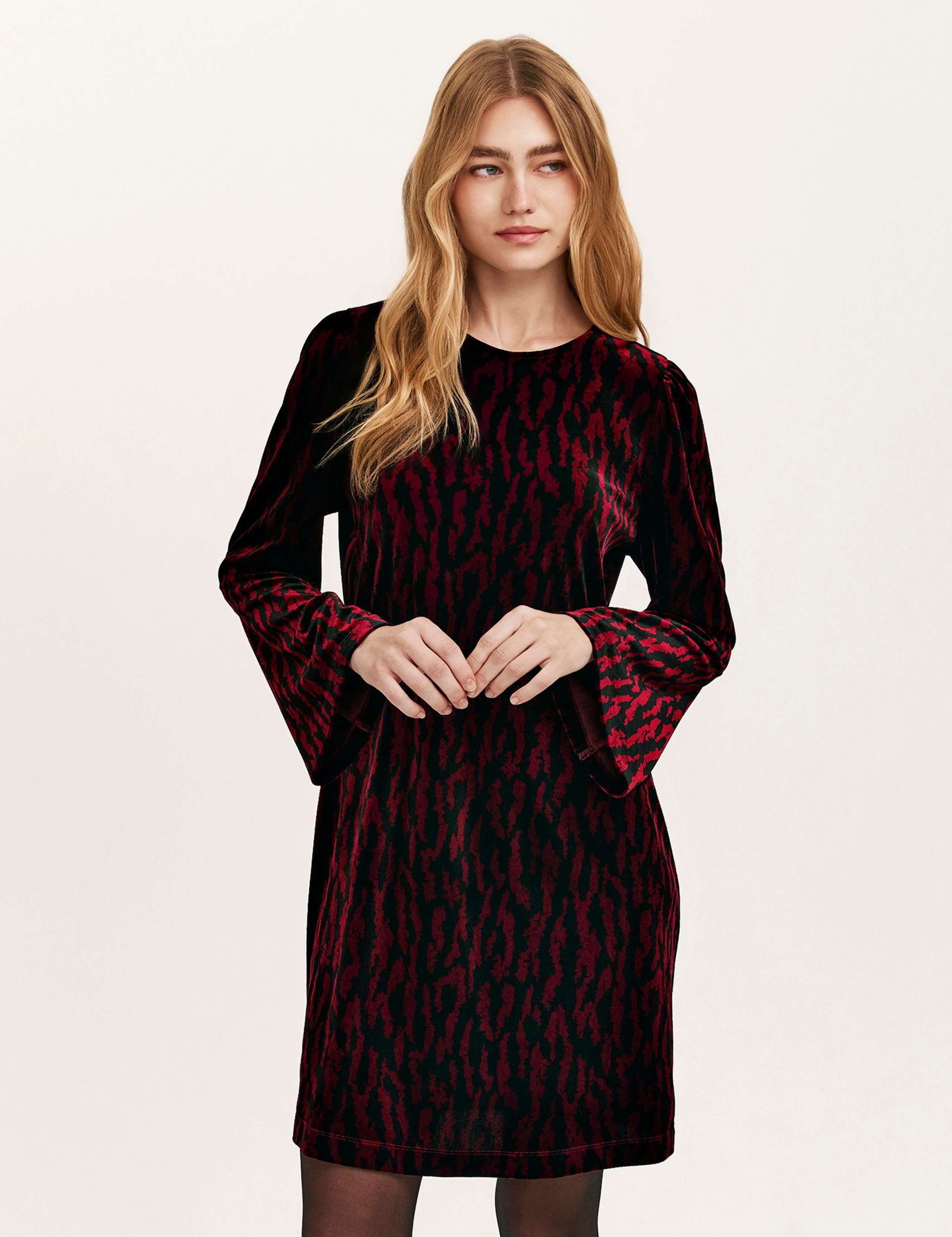 Velvet Animal Print Knee Length Shift Dress 5 of 5