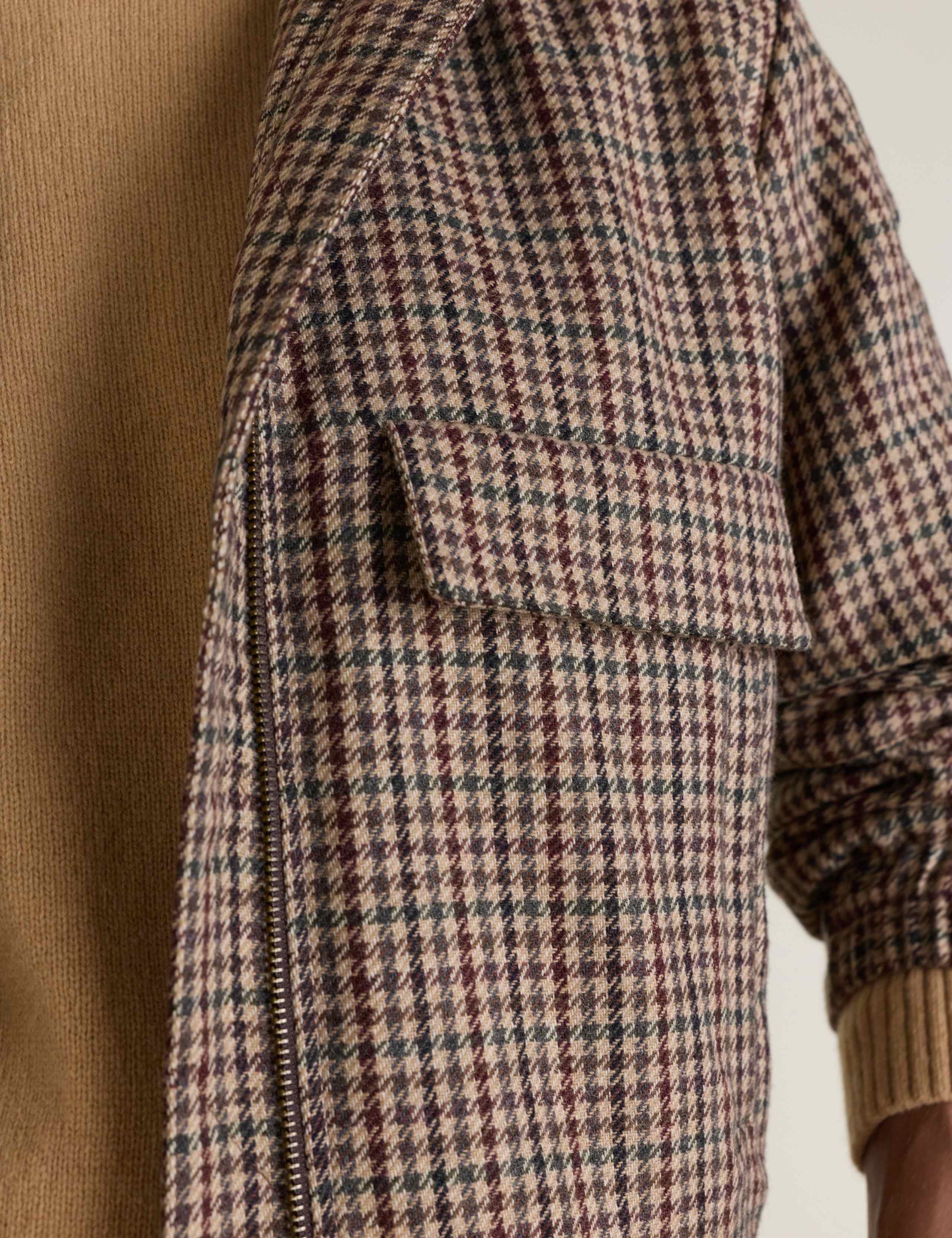Wool Rich Puppytooth Relaxed Bomber Jacket 4 of 5