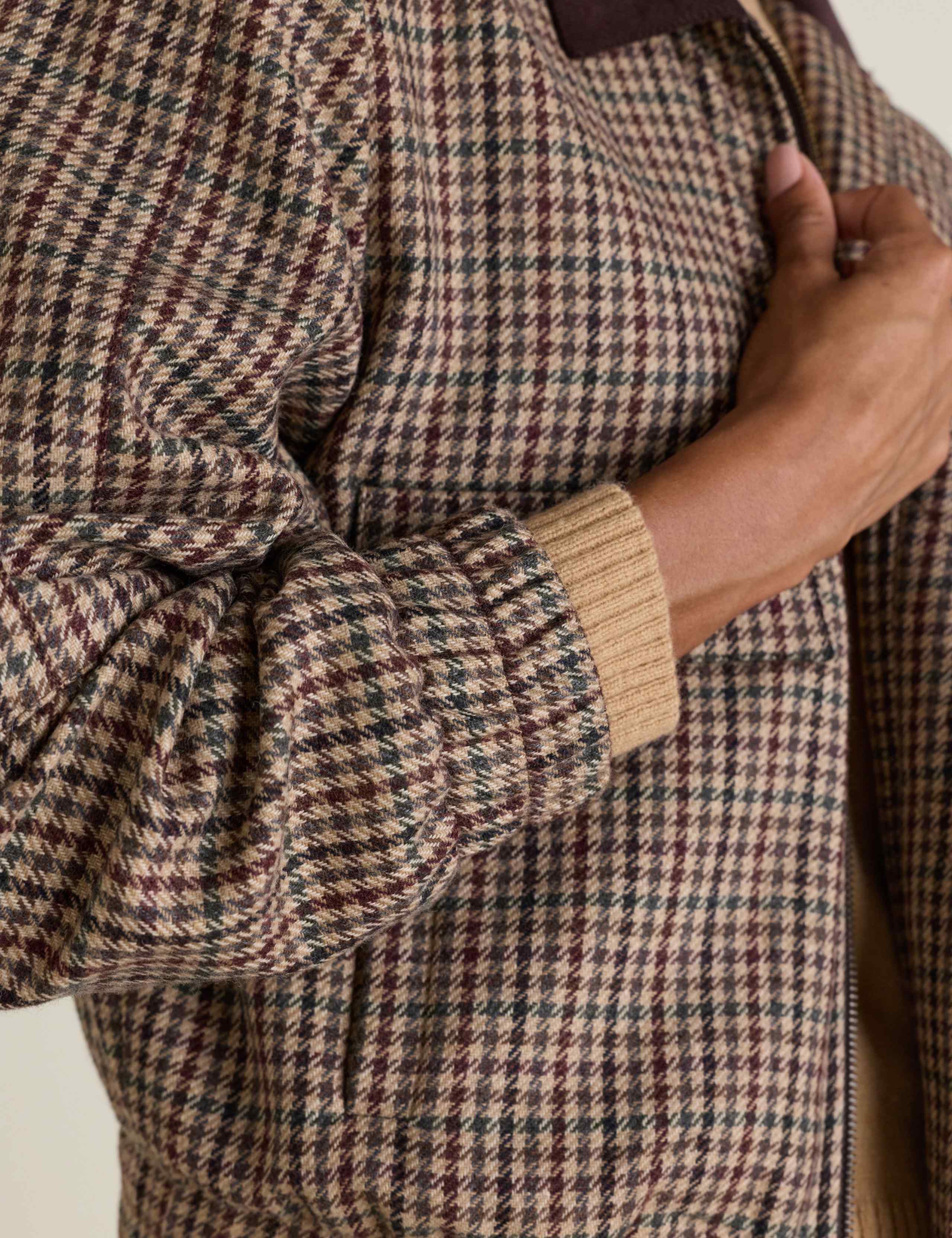 Wool Rich Puppytooth Relaxed Bomber Jacket 5 of 5