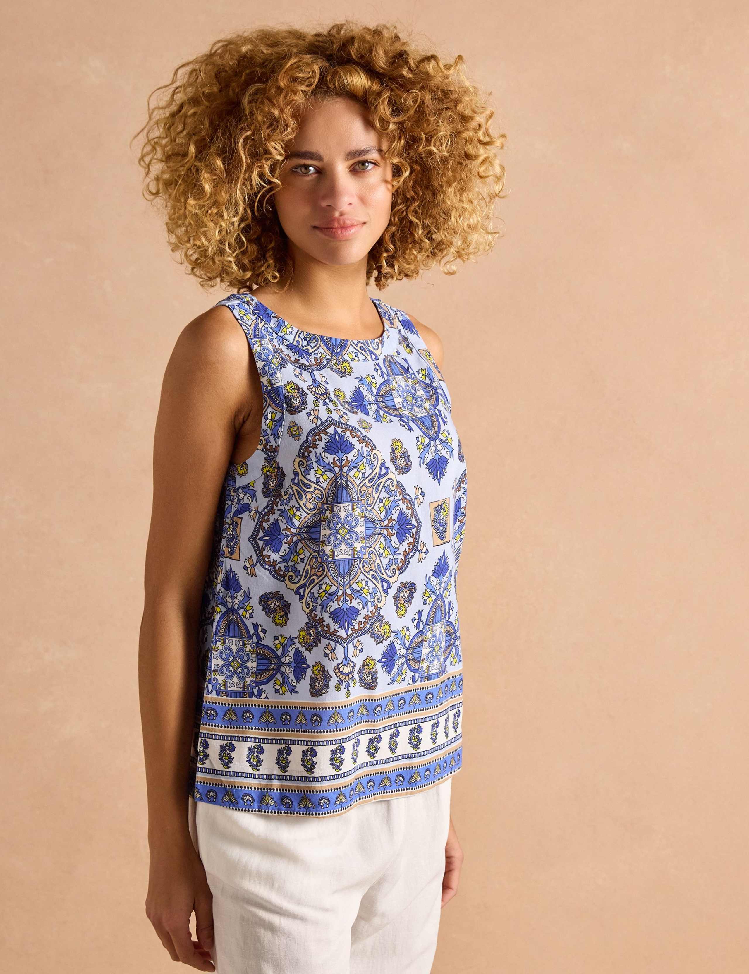 Linen Blend Printed Blouse 5 of 8