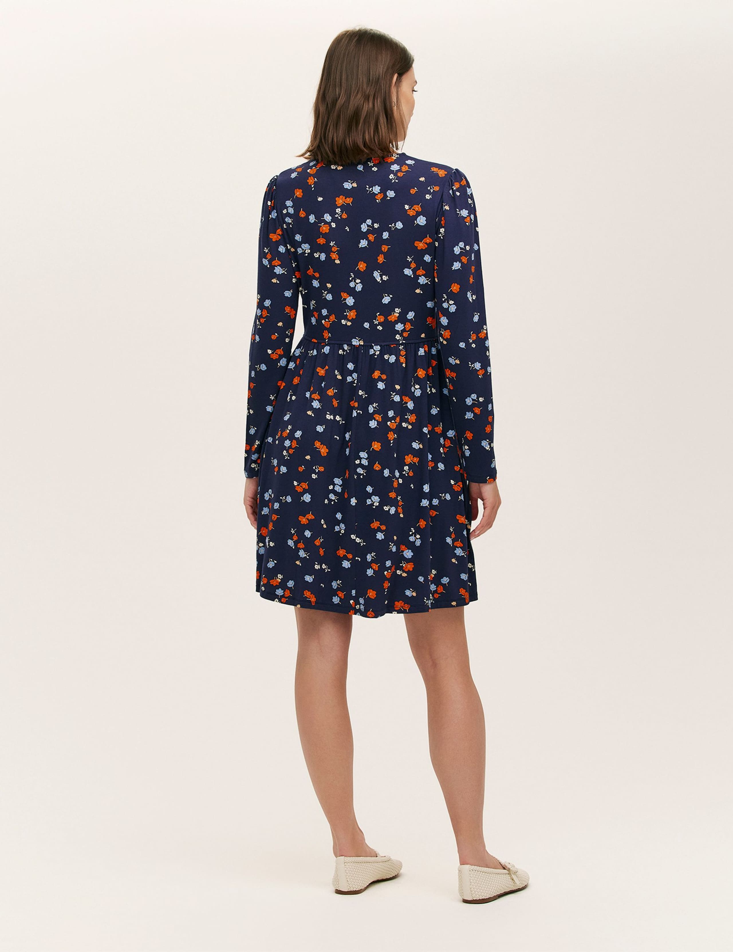 Jersey Floral V-Neck Mini Tea Dress 2 of 4