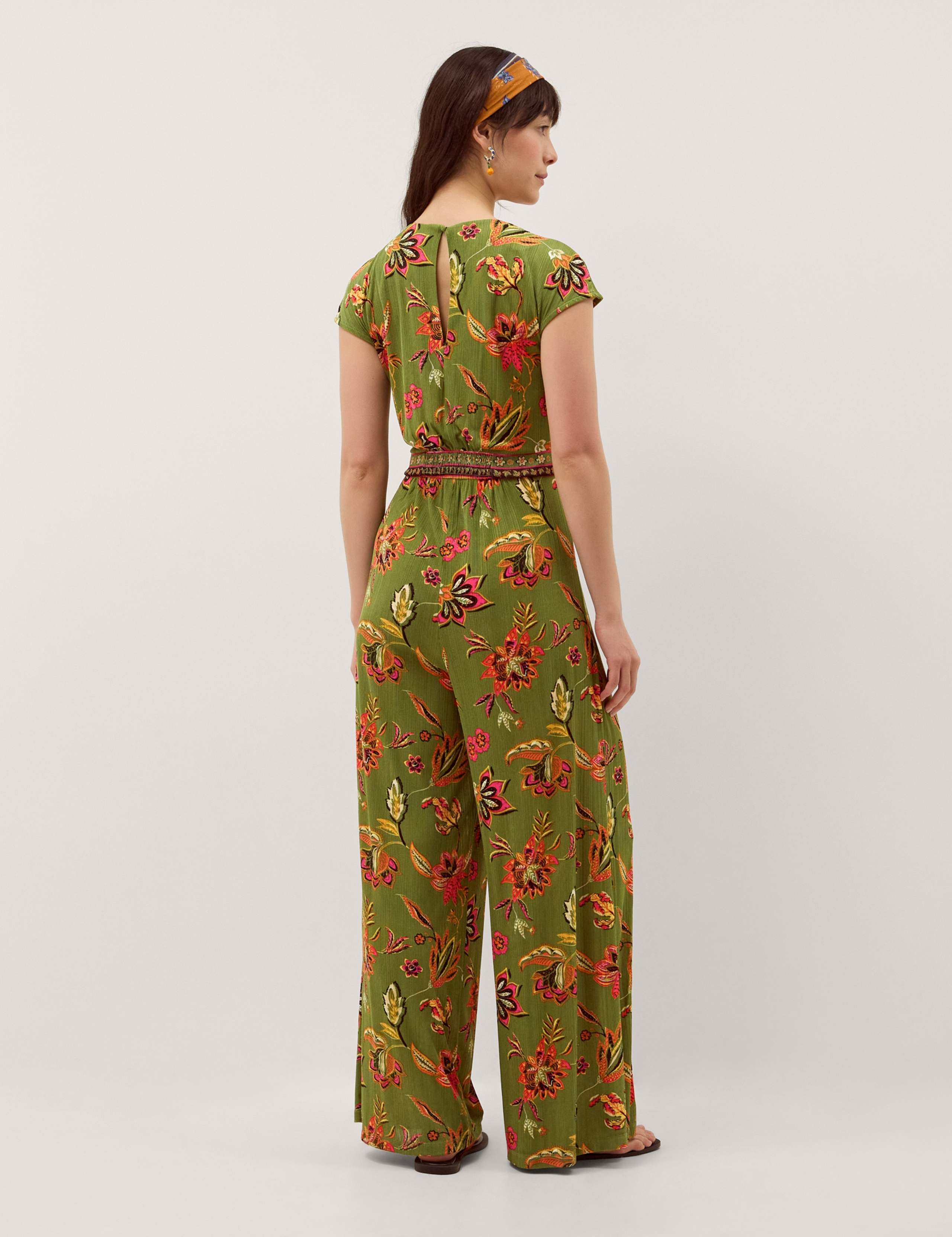 Jersey Floral Short Sleeve Wide Leg Jumpsuit 3 of 4