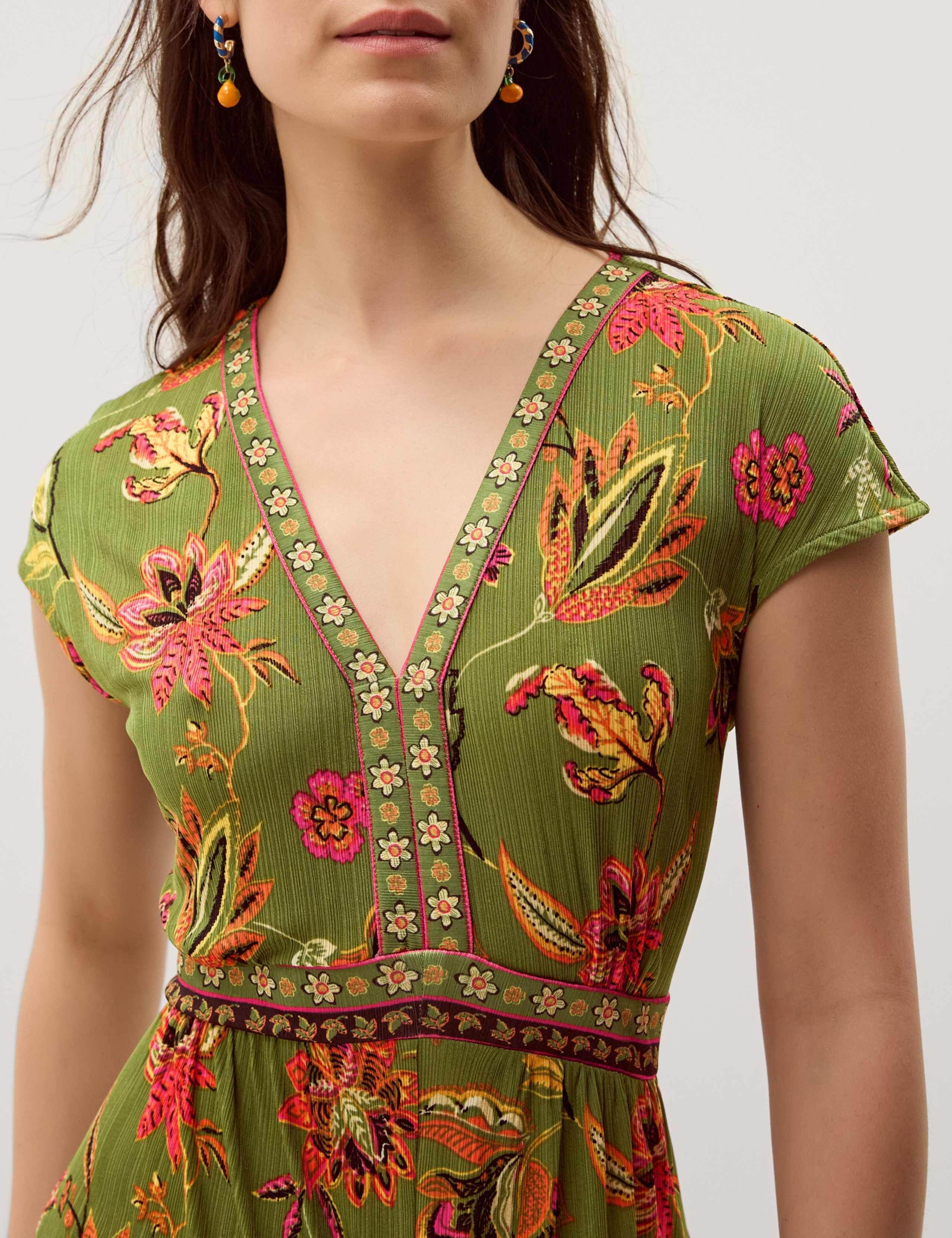 Jersey Floral Short Sleeve Wide Leg Jumpsuit 4 of 4