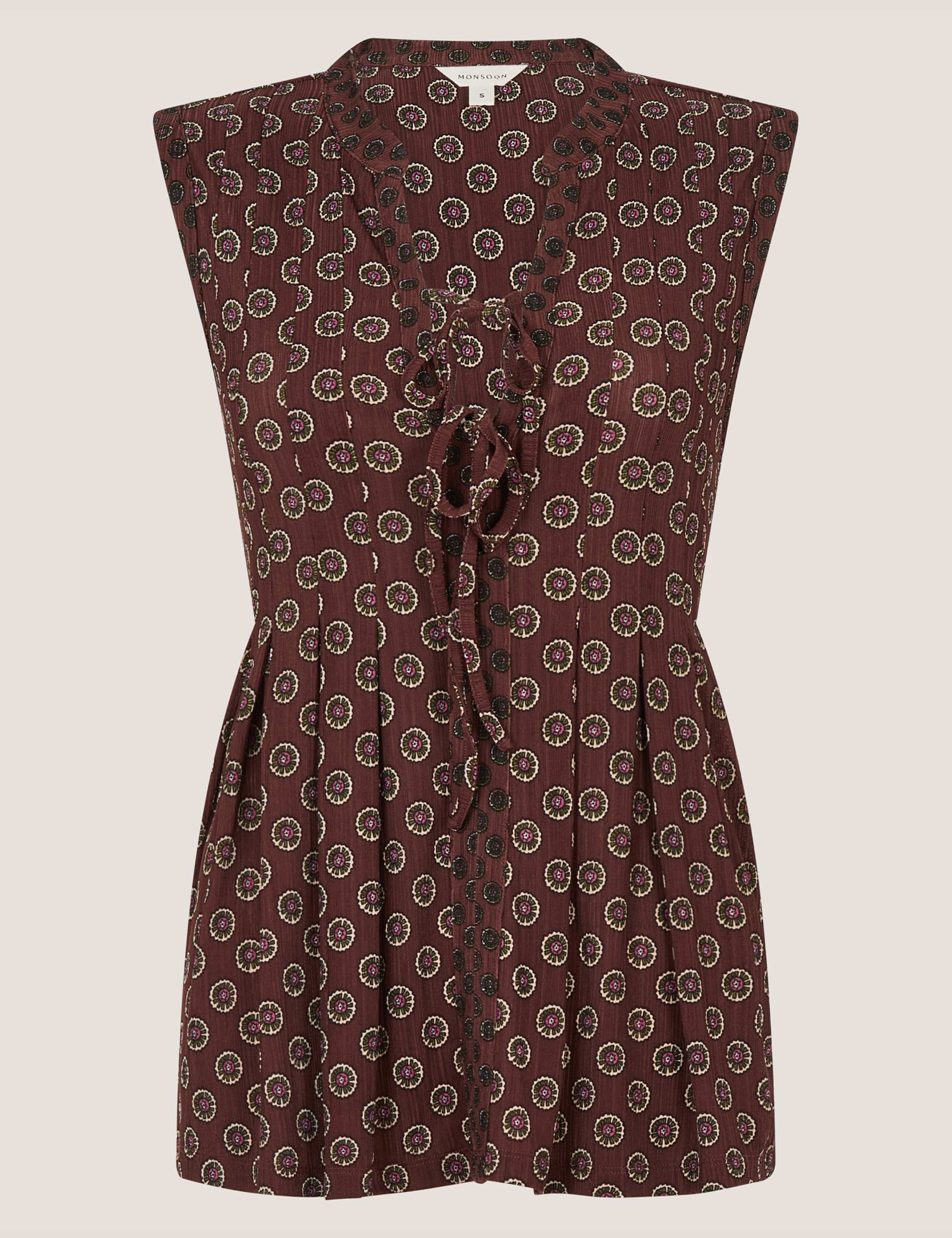 Jersey Geometric Tie Neck Top 2 of 4