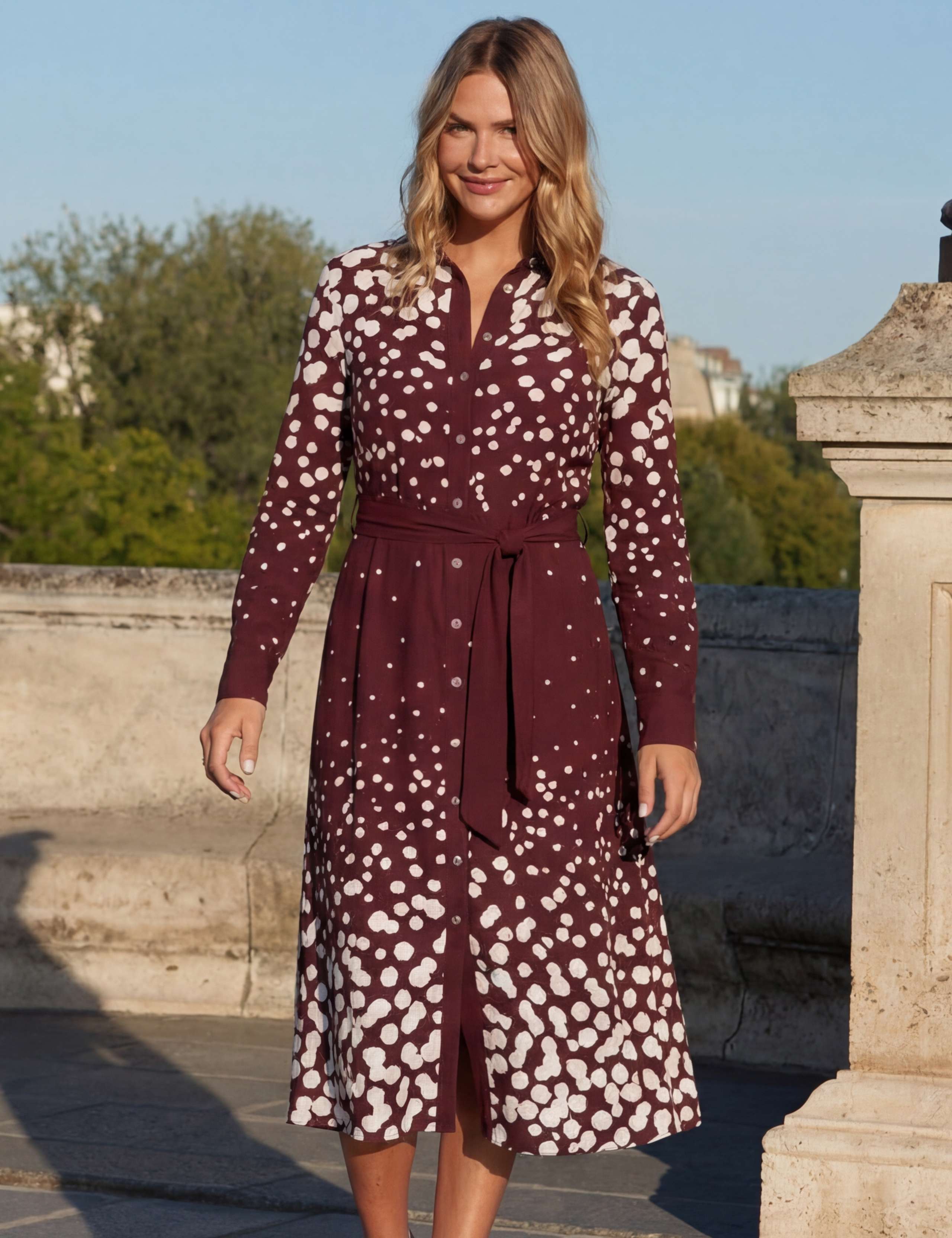 Geometric Spot Print Midi Shirt Dress 2 of 4