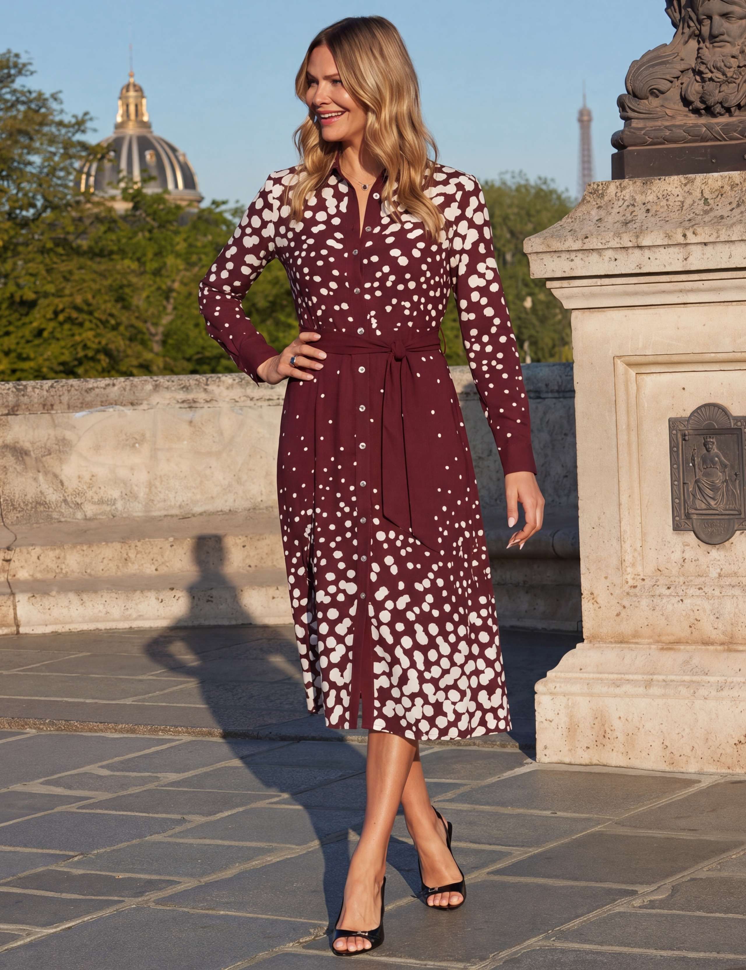 Geometric Spot Print Midi Shirt Dress 4 of 4