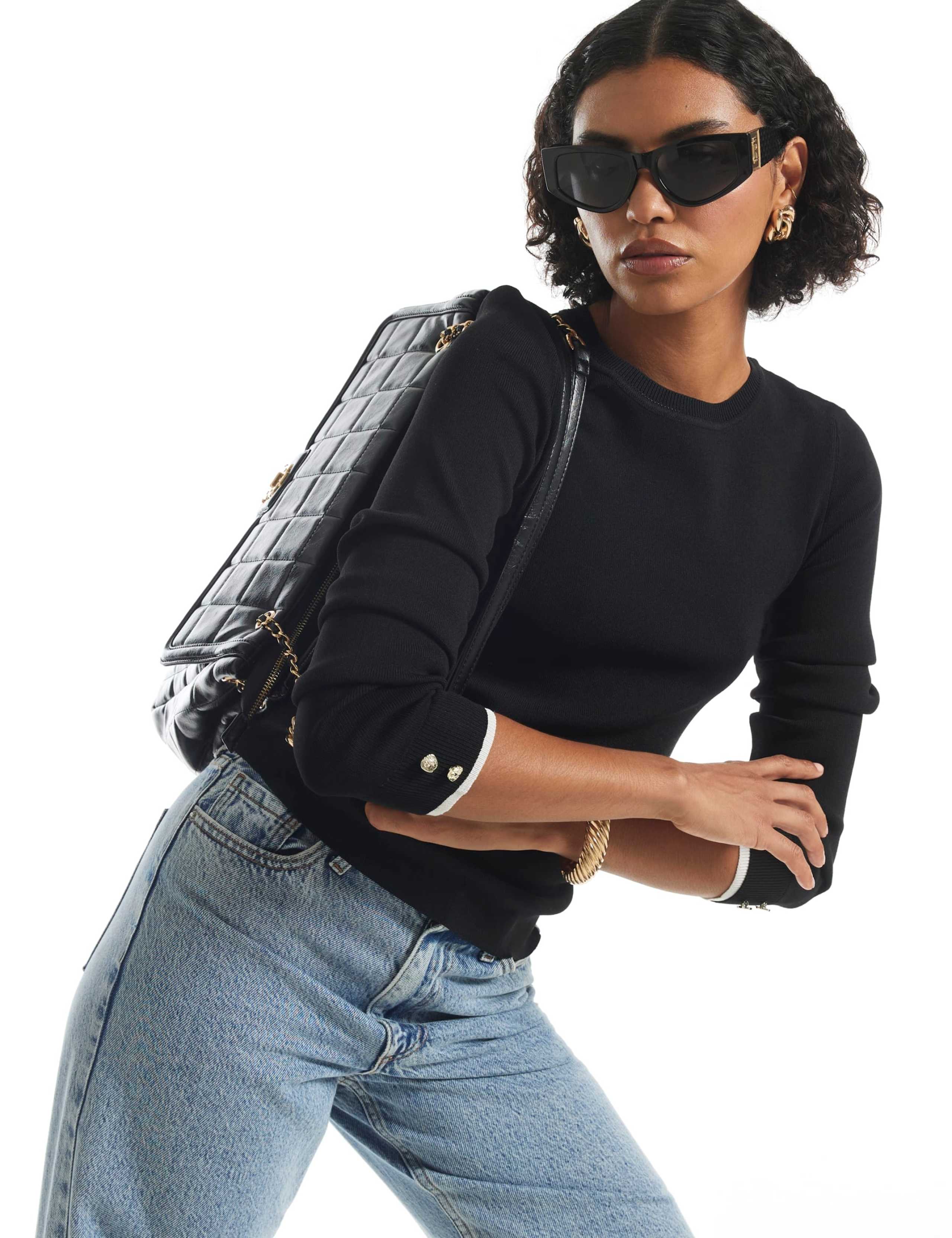 Rib Knit Layered Trim Top 3 of 3