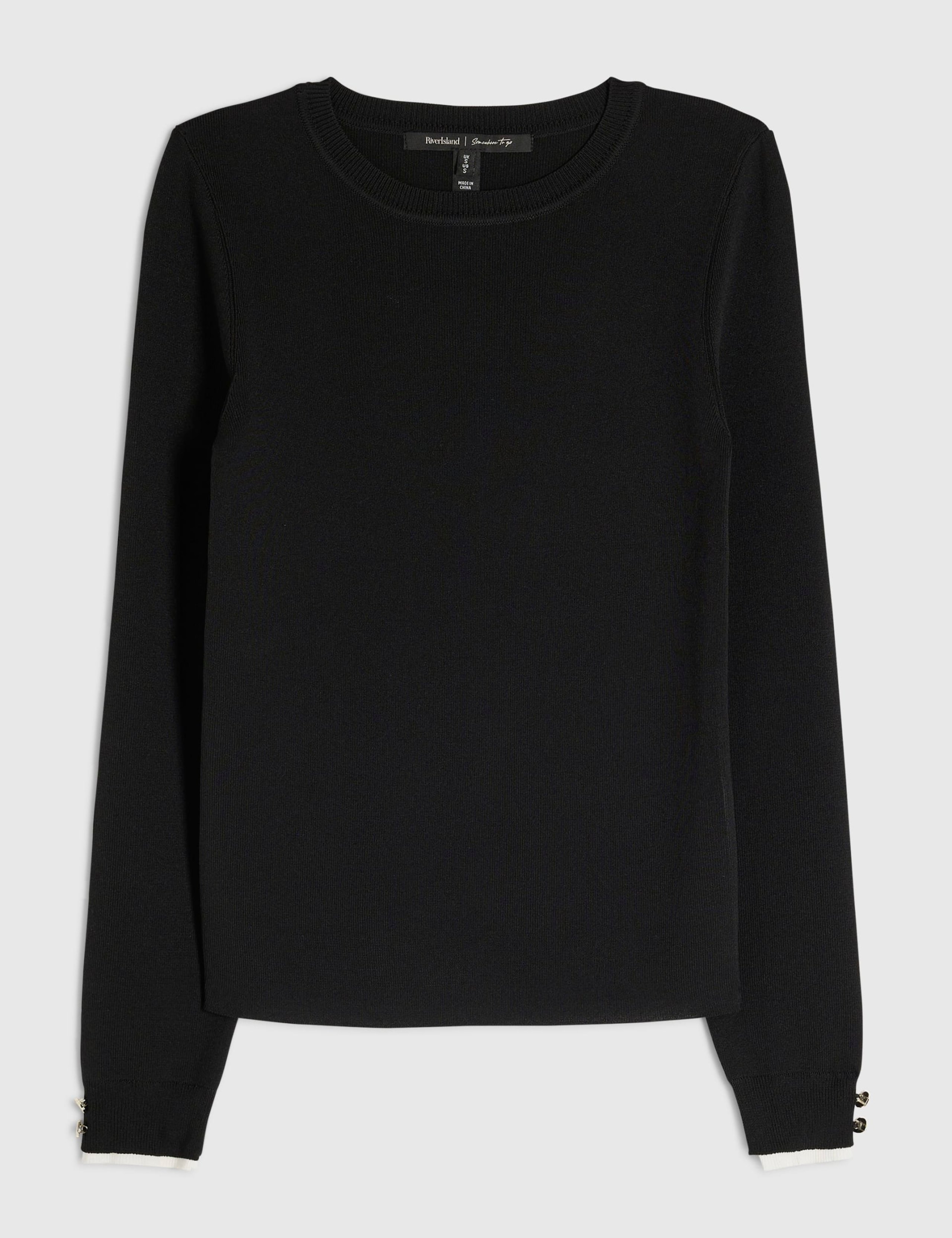 Rib Knit Layered Trim Top 2 of 3