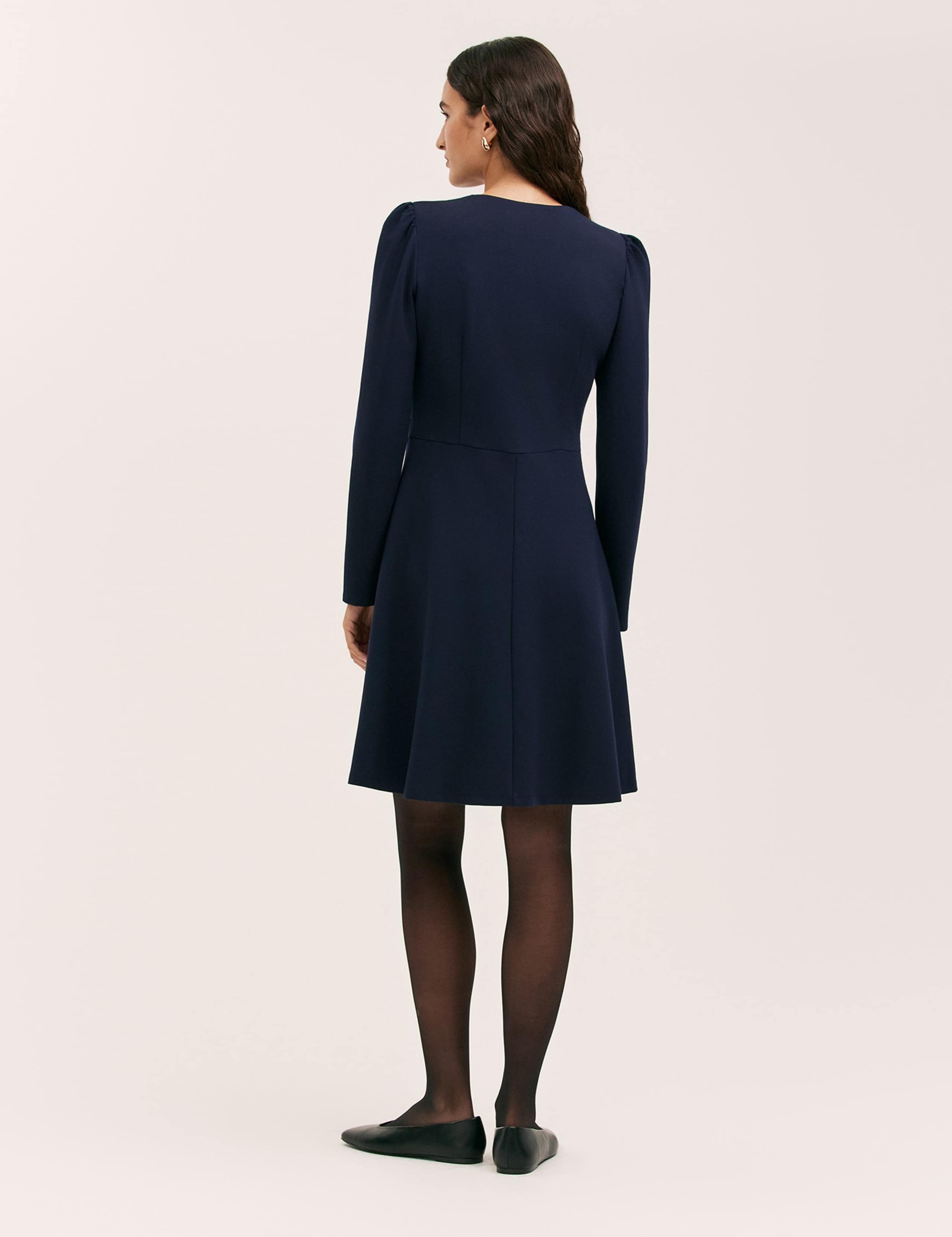 Jersey Button Front Knee Length Skater Dress 2 of 4