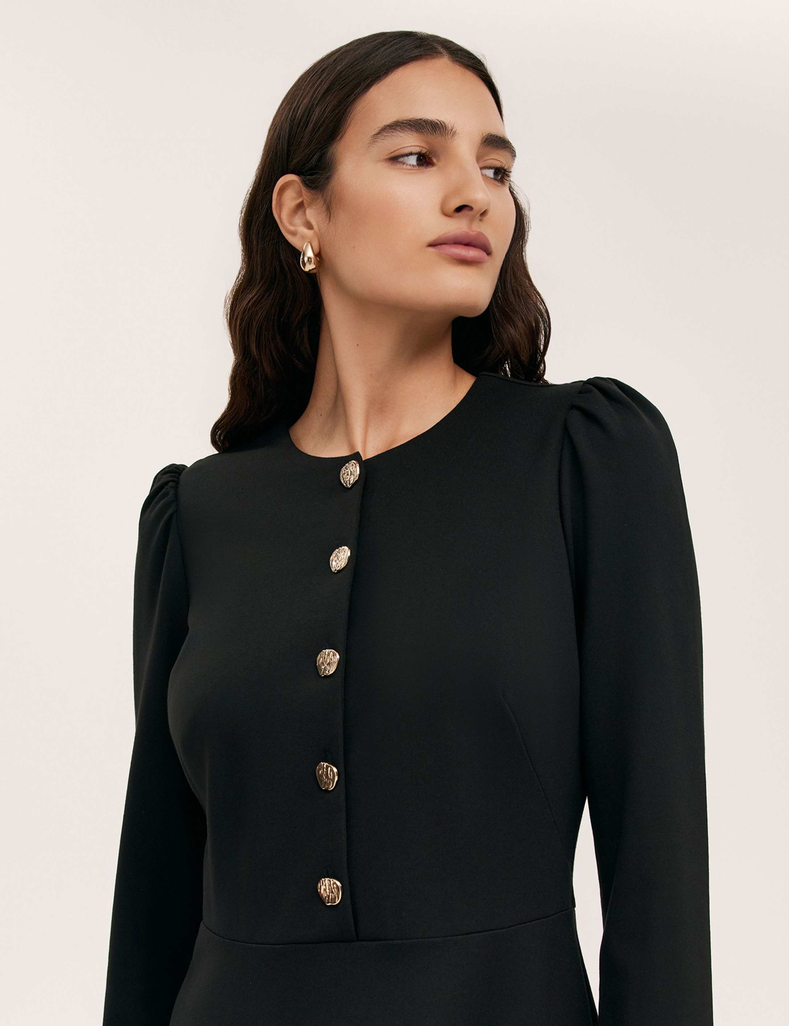 Jersey Button Front Knee Length Skater Dress 4 of 5