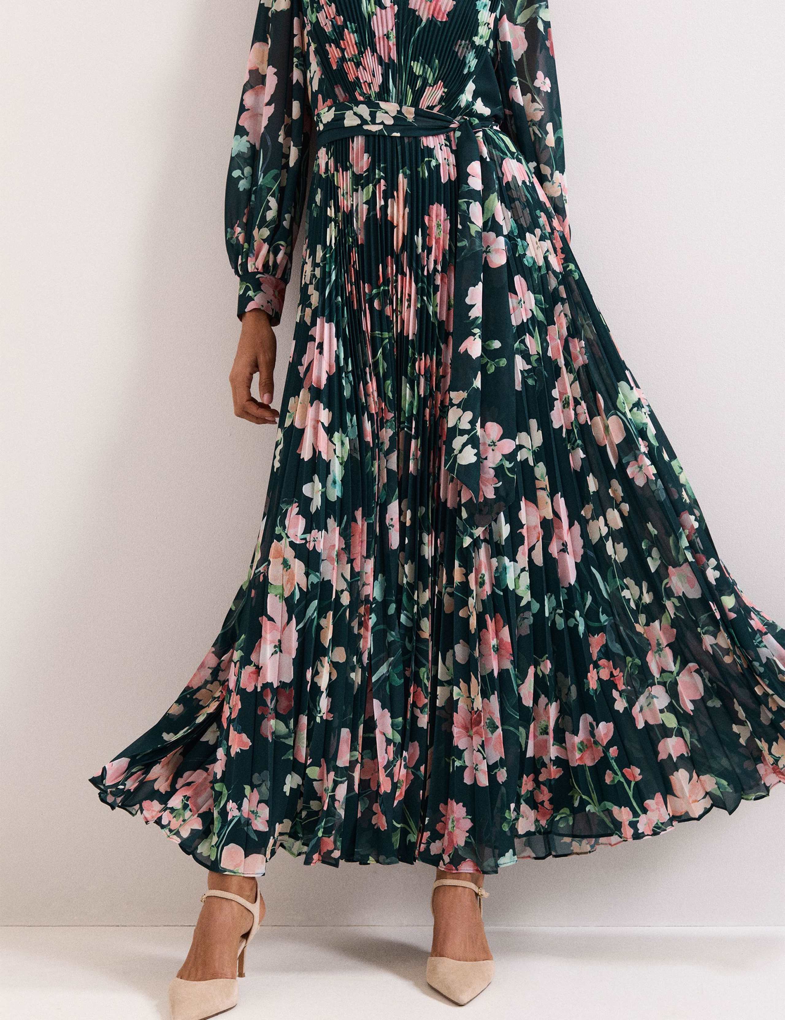 Floral V-Neck Pleated Maxi Tea Dress 8 of 8