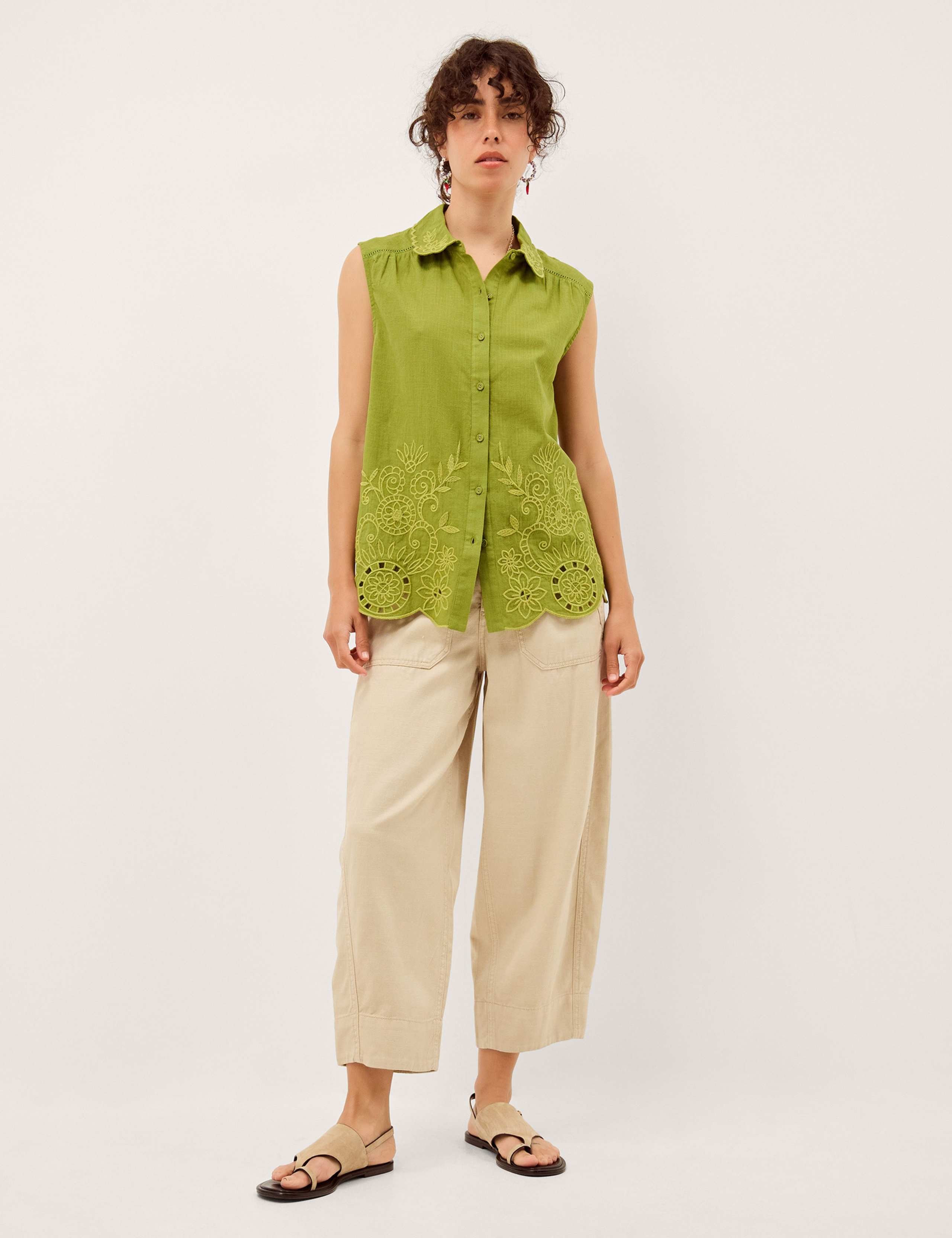 Pure Cotton Floral Embroidered Collared Shirt 3 of 6