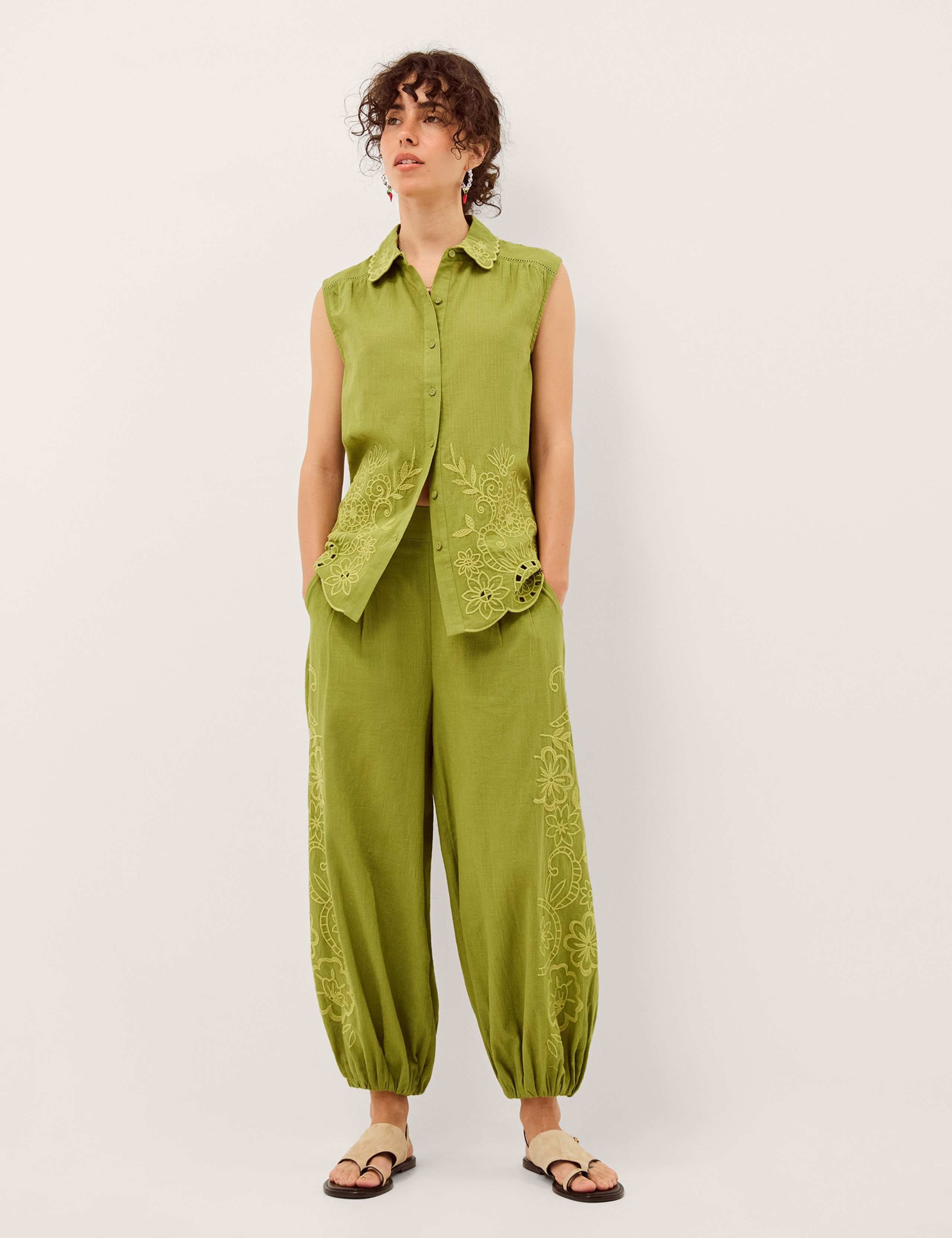 Pure Cotton Floral Embroidered Collared Shirt 4 of 6