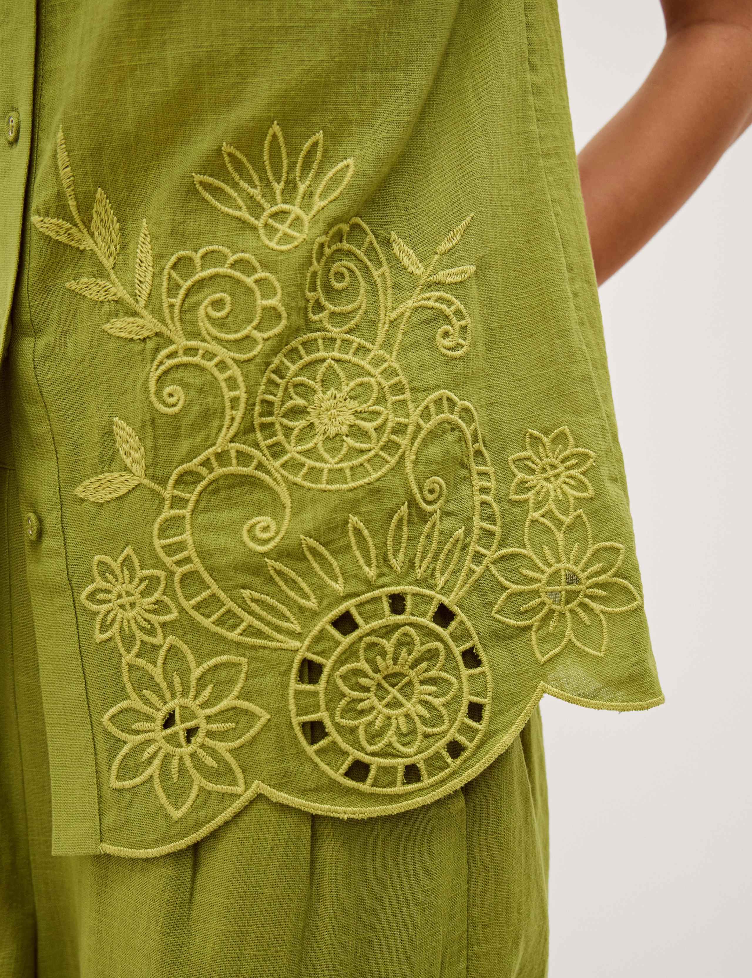 Pure Cotton Floral Embroidered Collared Shirt 6 of 6