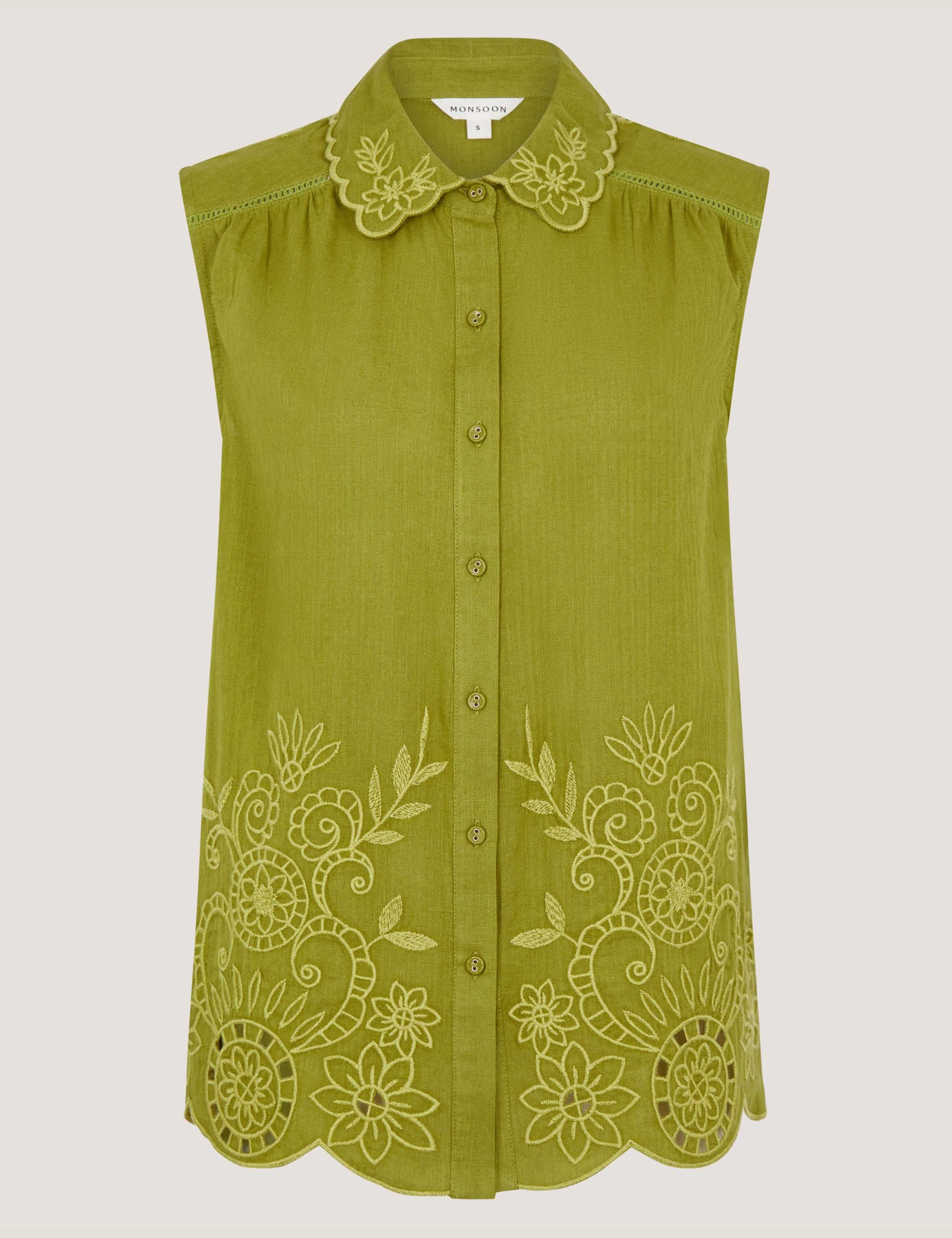 Pure Cotton Floral Embroidered Collared Shirt 2 of 6