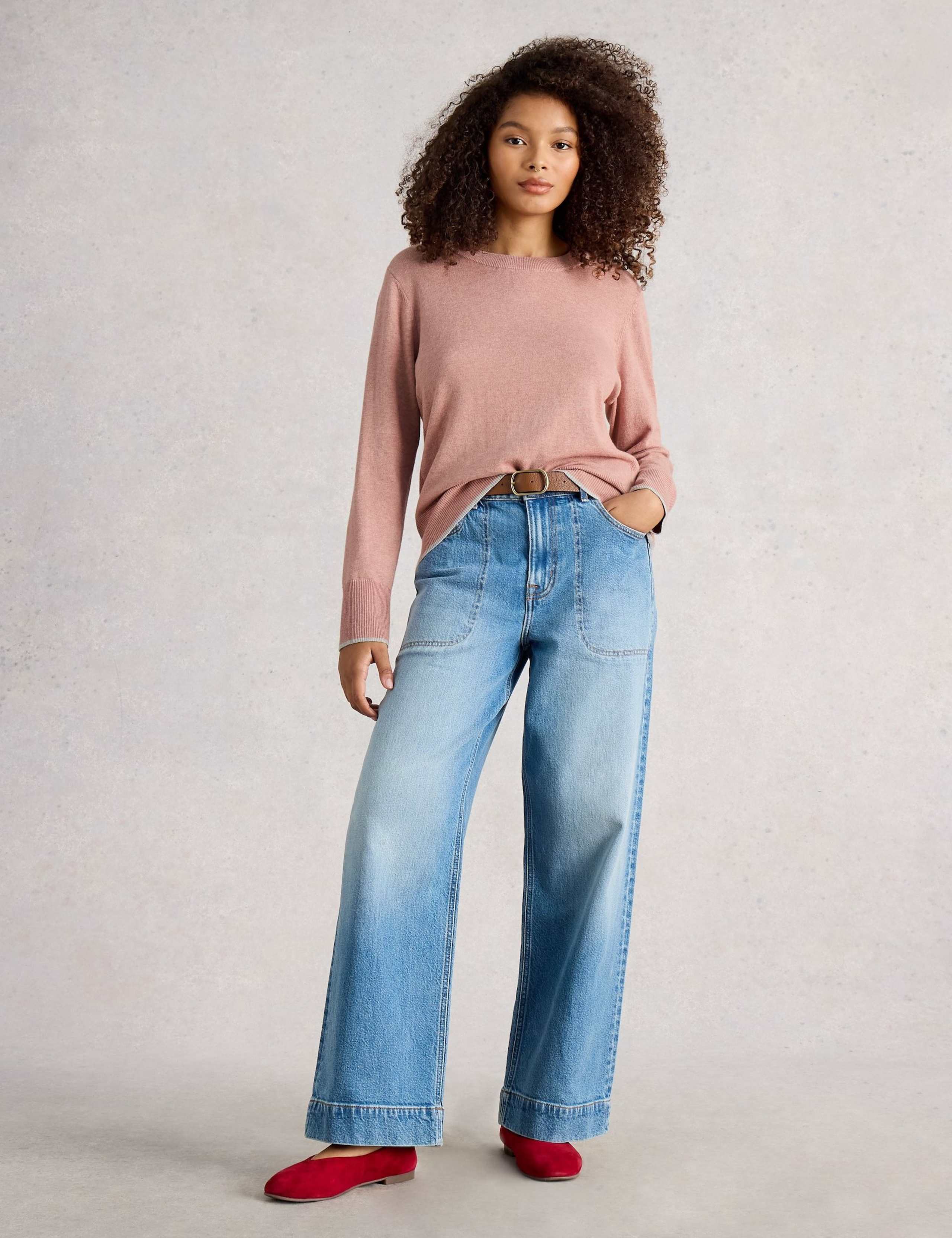 Merino Wool Blend Tipped Crew Neck Jumper 1 of 6