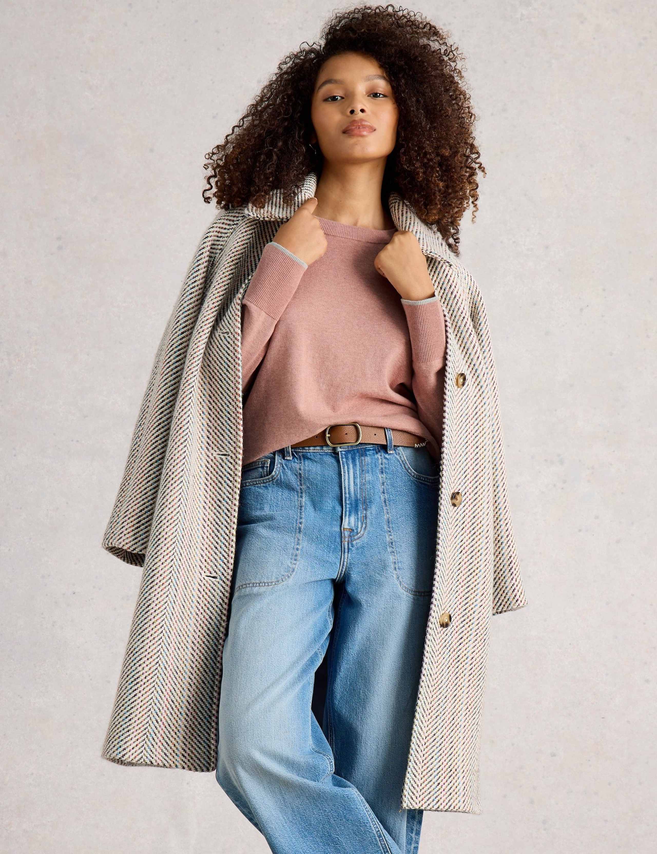 Merino Wool Blend Tipped Crew Neck Jumper 5 of 6