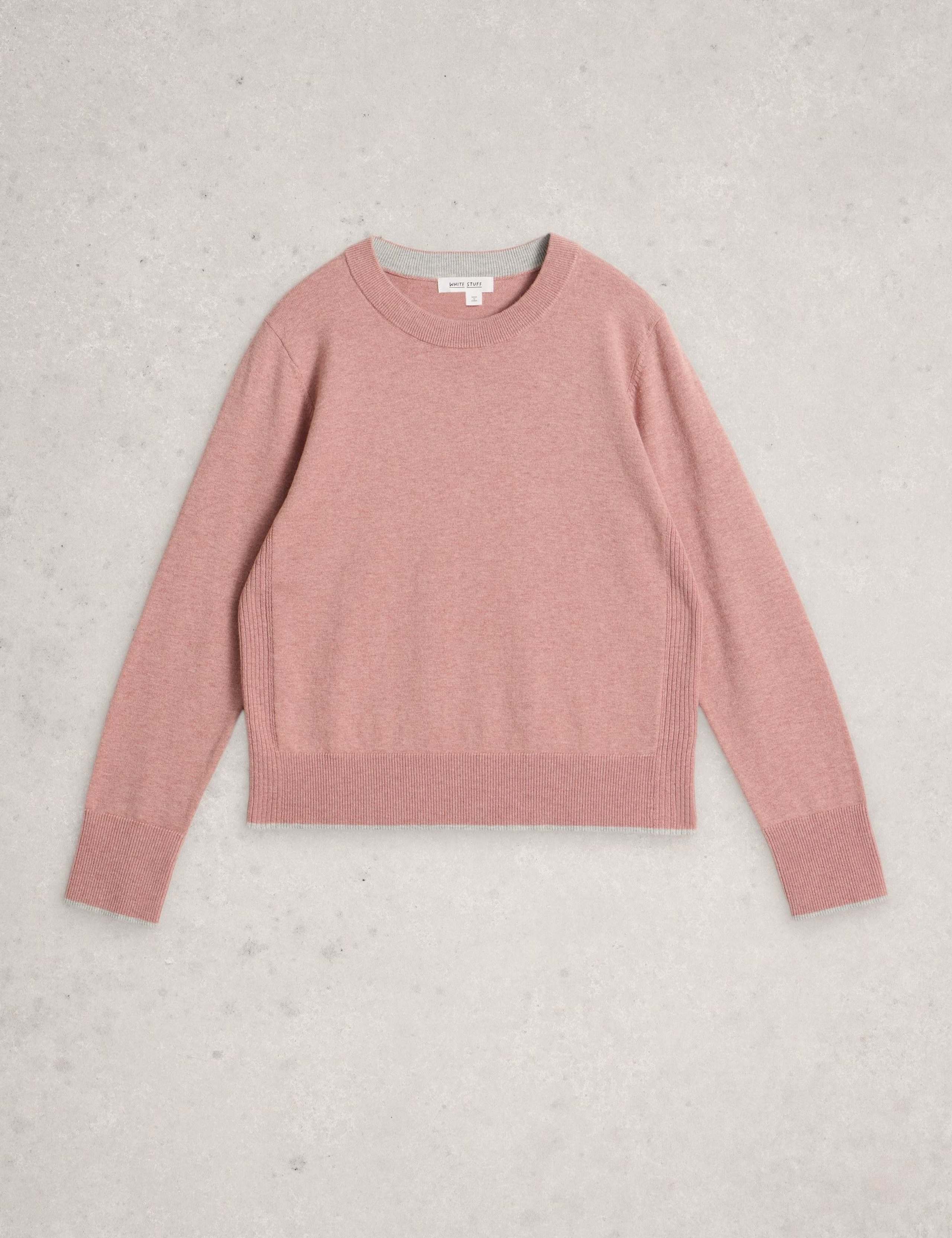 Merino Wool Blend Tipped Crew Neck Jumper 2 of 6