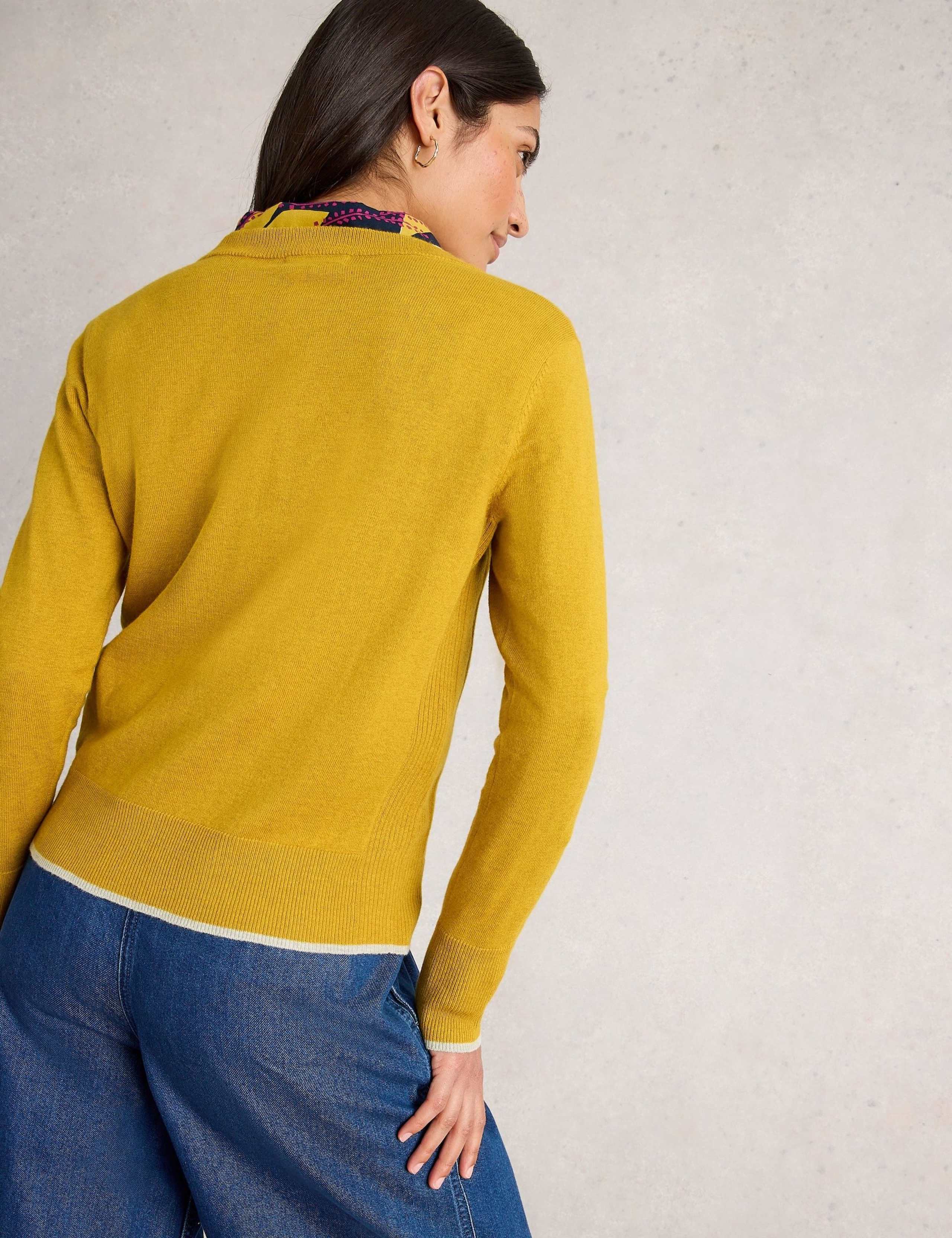 Merino Wool Blend Tipped Crew Neck Jumper 4 of 6