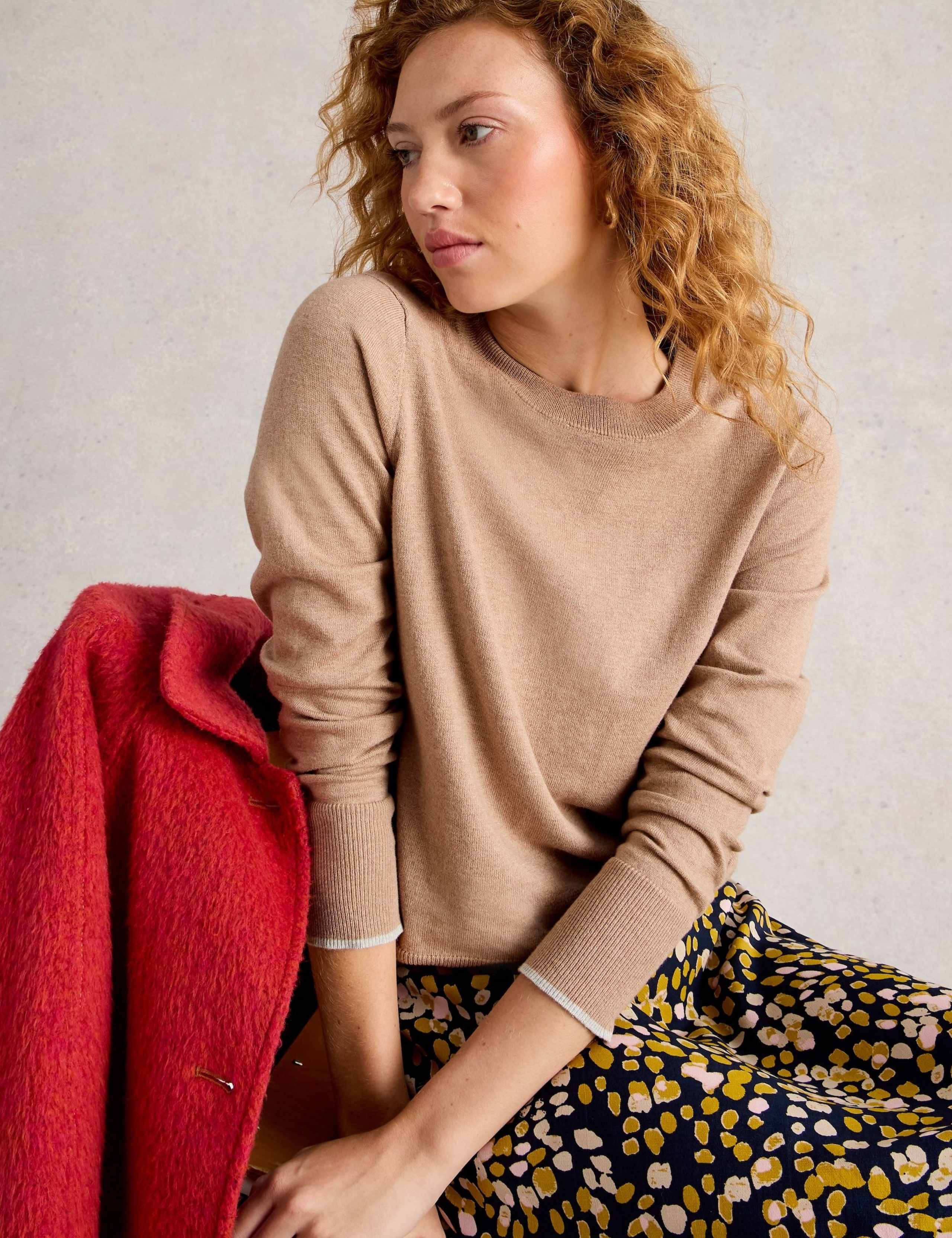 Merino Wool Blend Tipped Crew Neck Jumper 3 of 6
