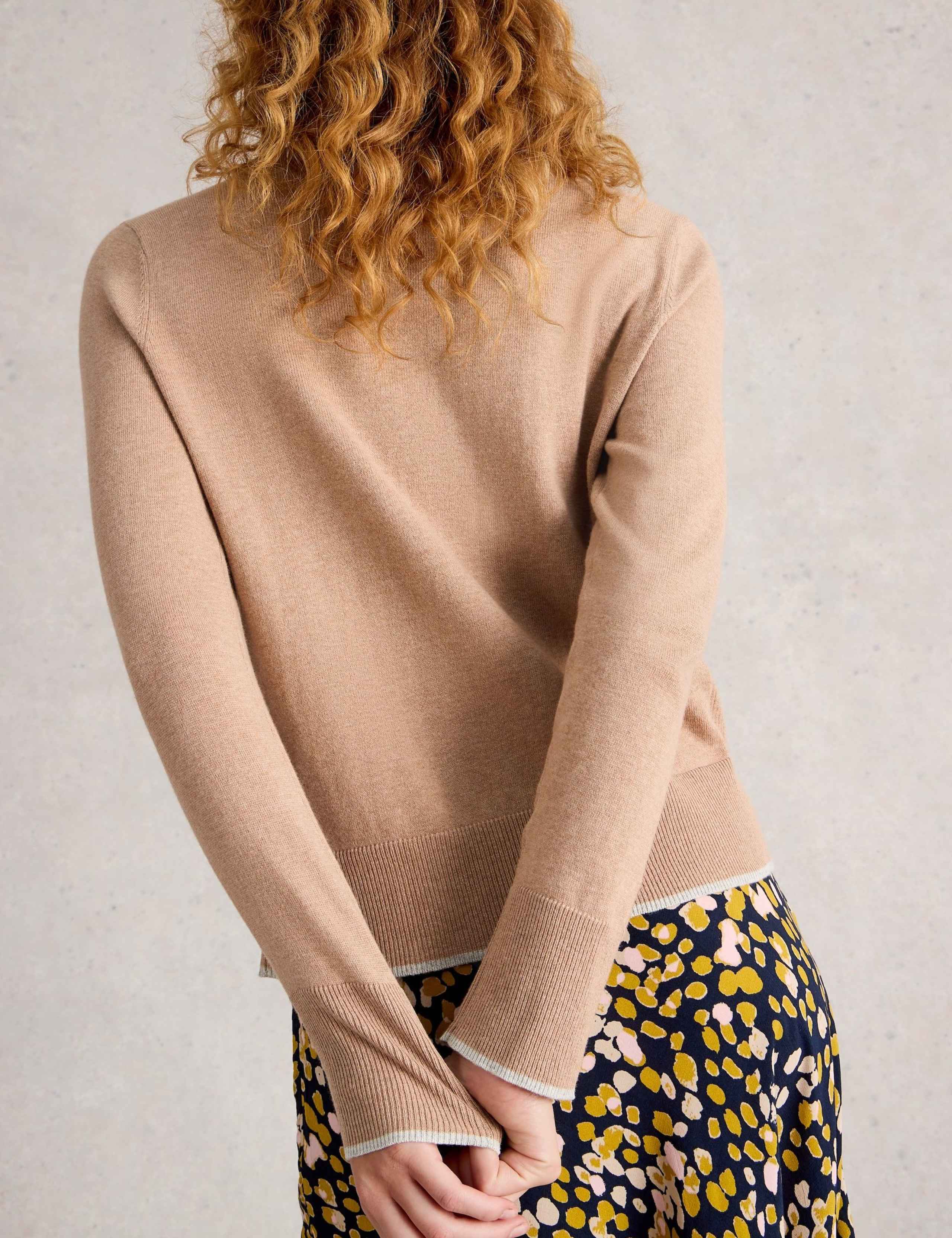 Merino Wool Blend Tipped Crew Neck Jumper 4 of 6