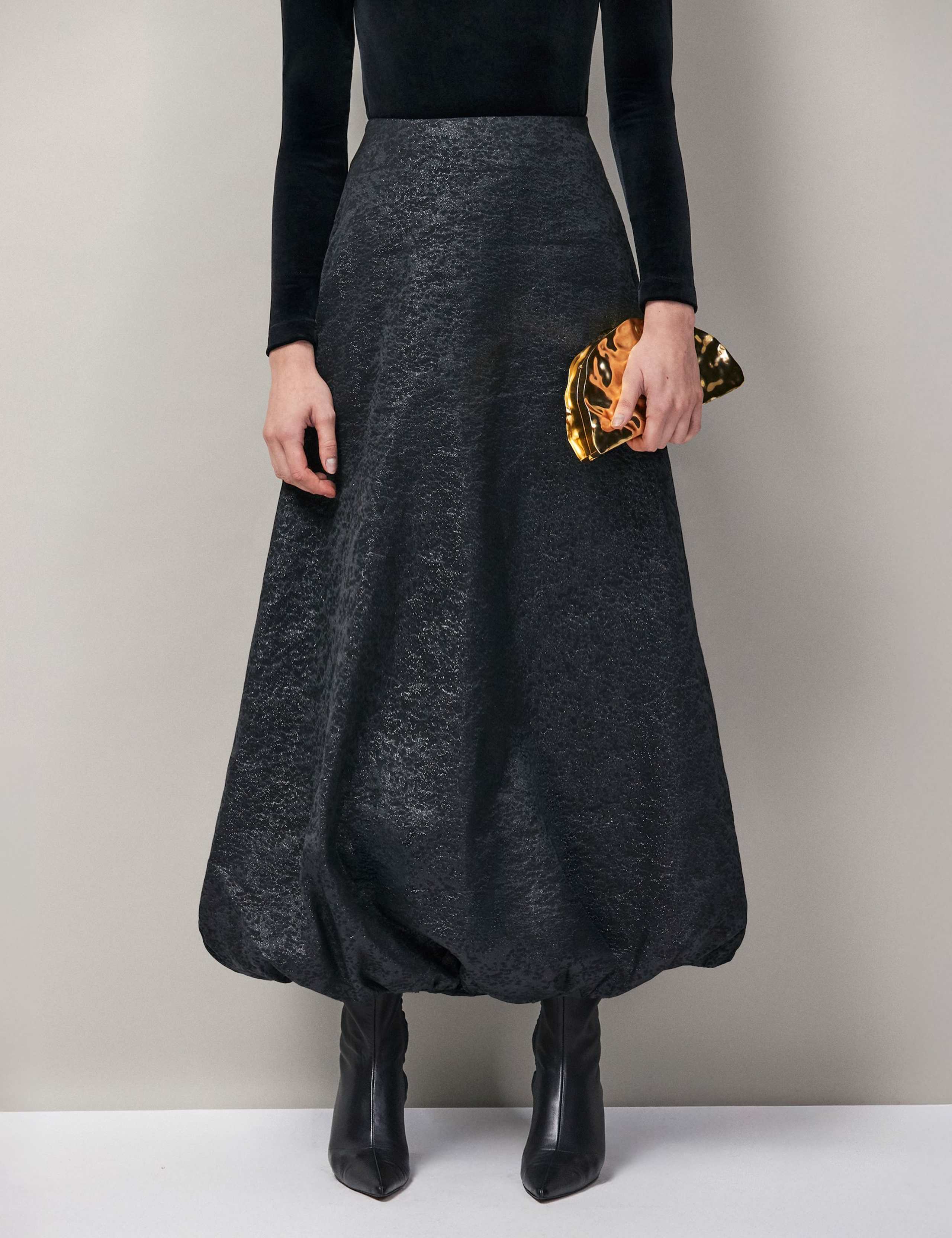 Jacquard Bubble Hem Midaxi A-Line Skirt 3 of 3