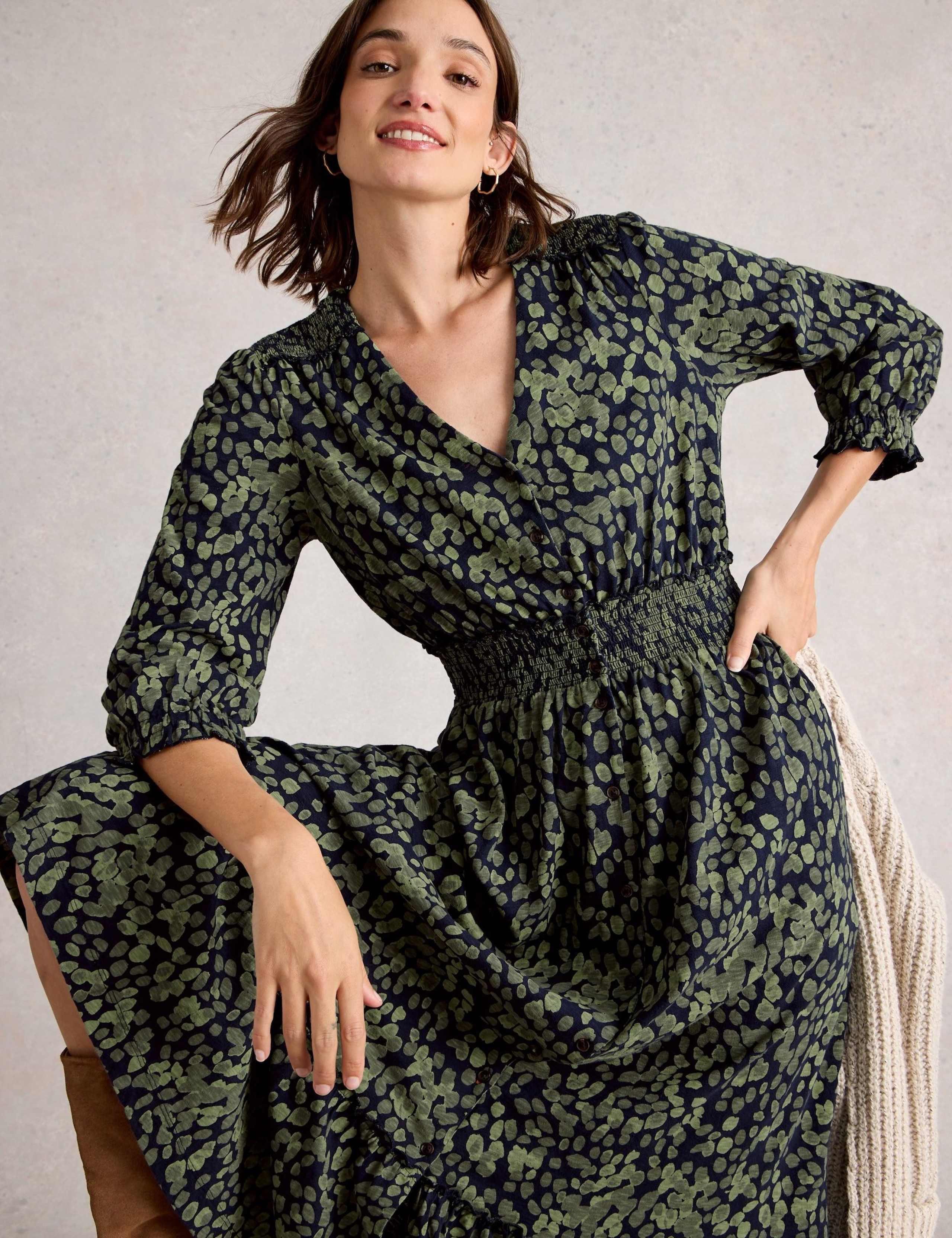 Pure Cotton Printed Midi Tiered Dress 3 of 6