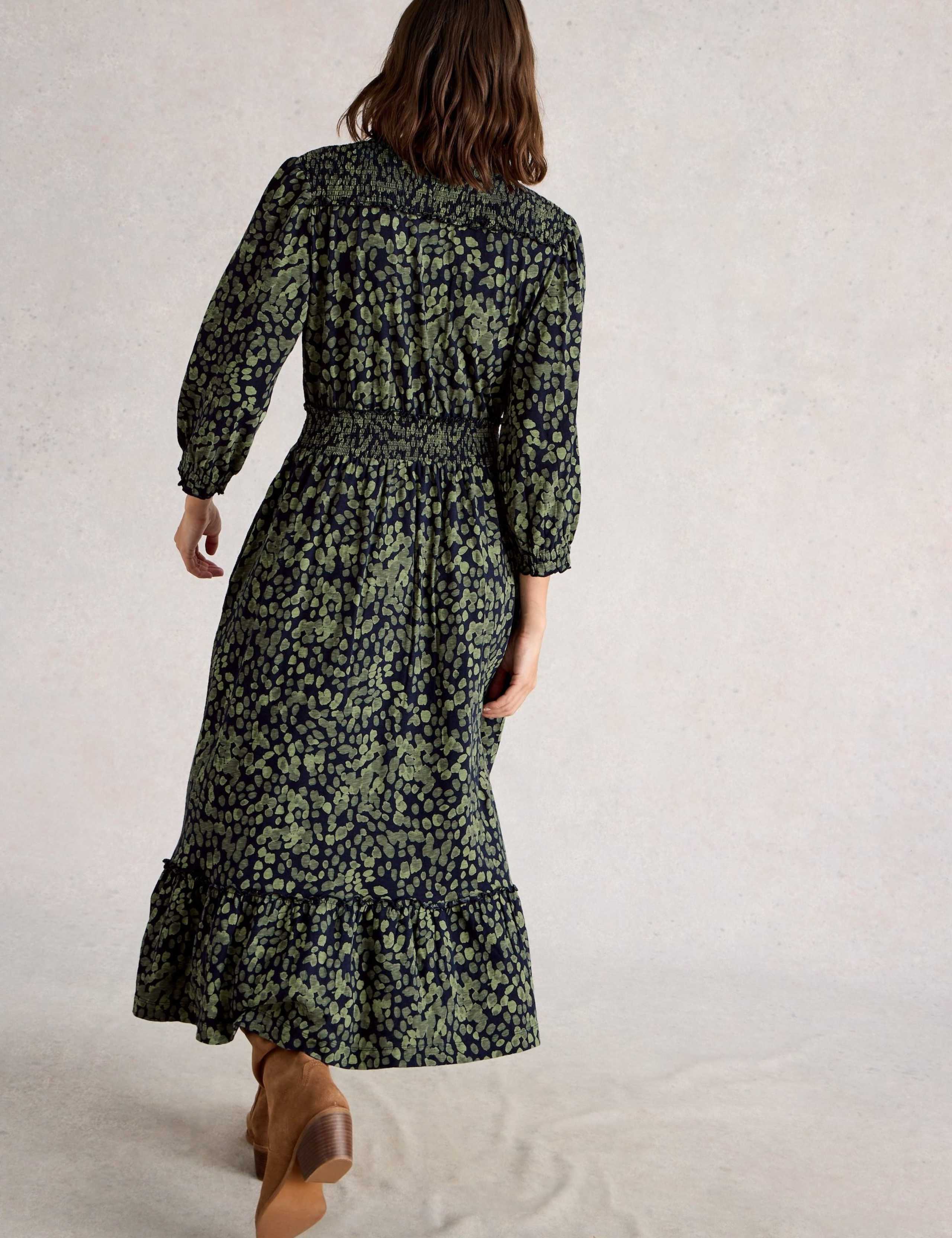 Pure Cotton Shirred Midaxi Tiered Dress 6 of 6
